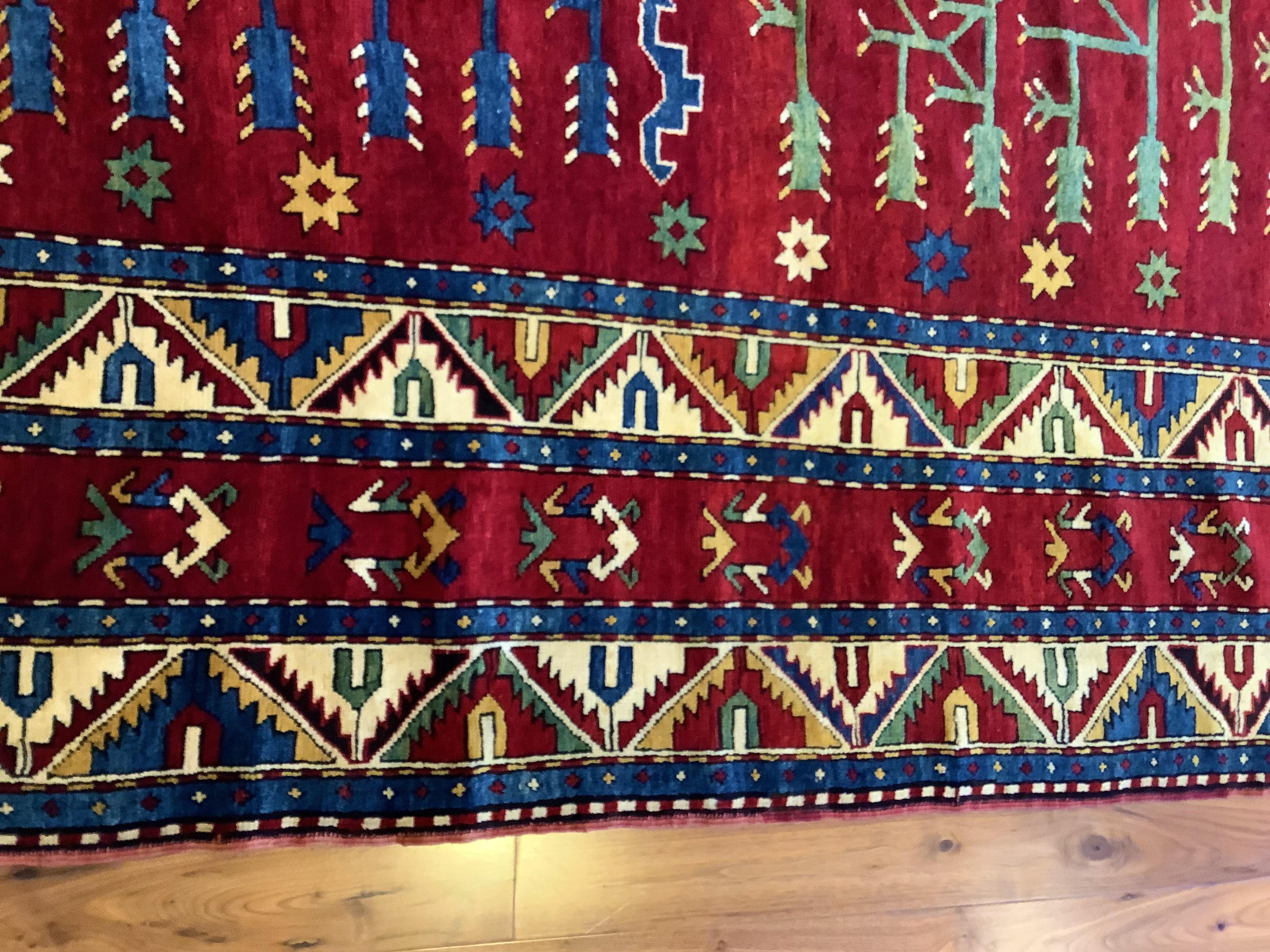 Wool 19th Century Early Caucasian Tree of Life Kazak For Sale