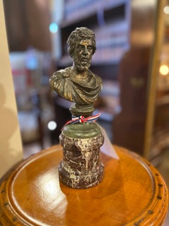 19th Century (early) Italian Grand Tour Bronze Bust Marble Stand Marcus Aurelius