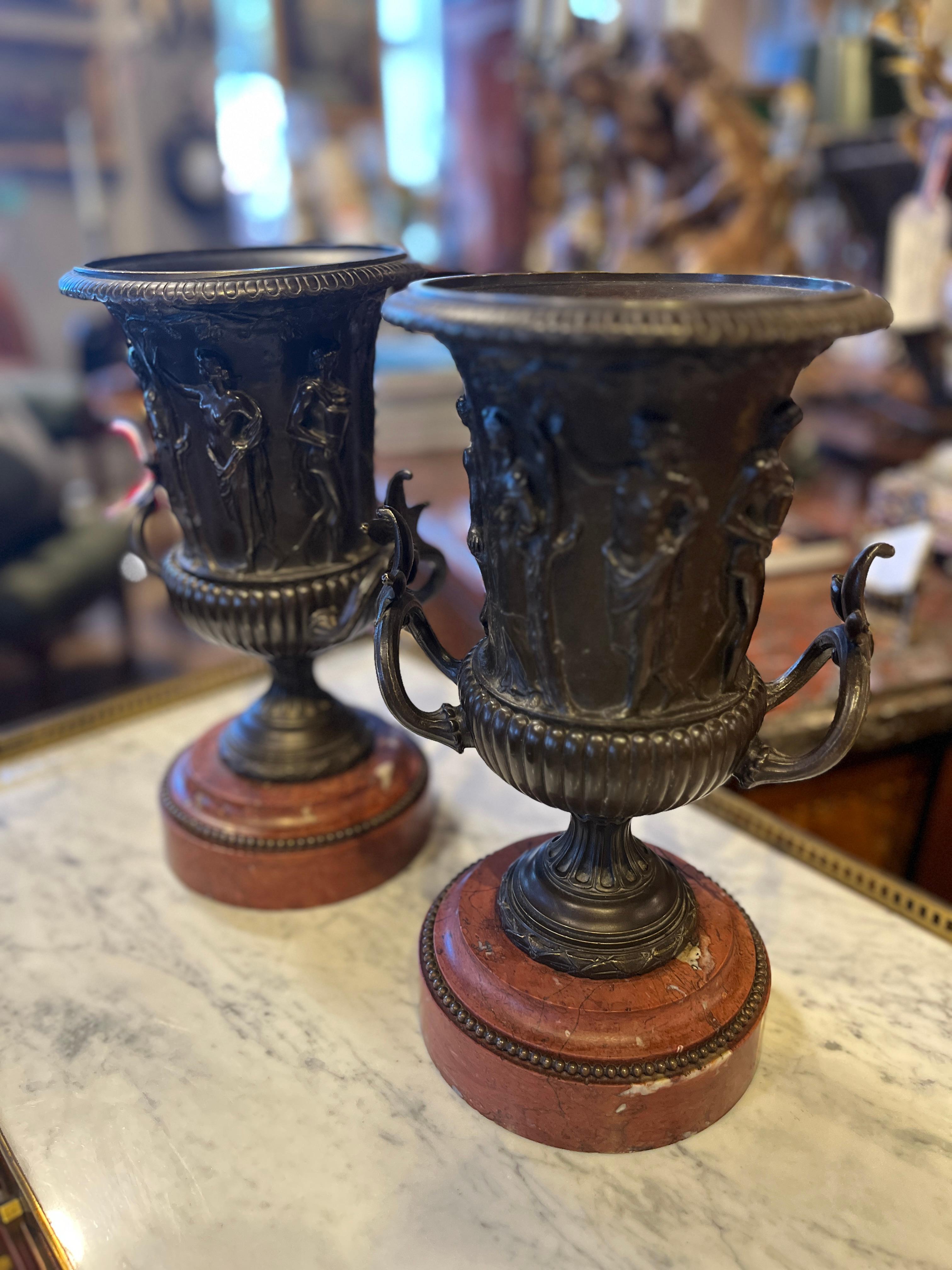Grand Tour 19th Century (early) Pair French Bronze Urns For Sale