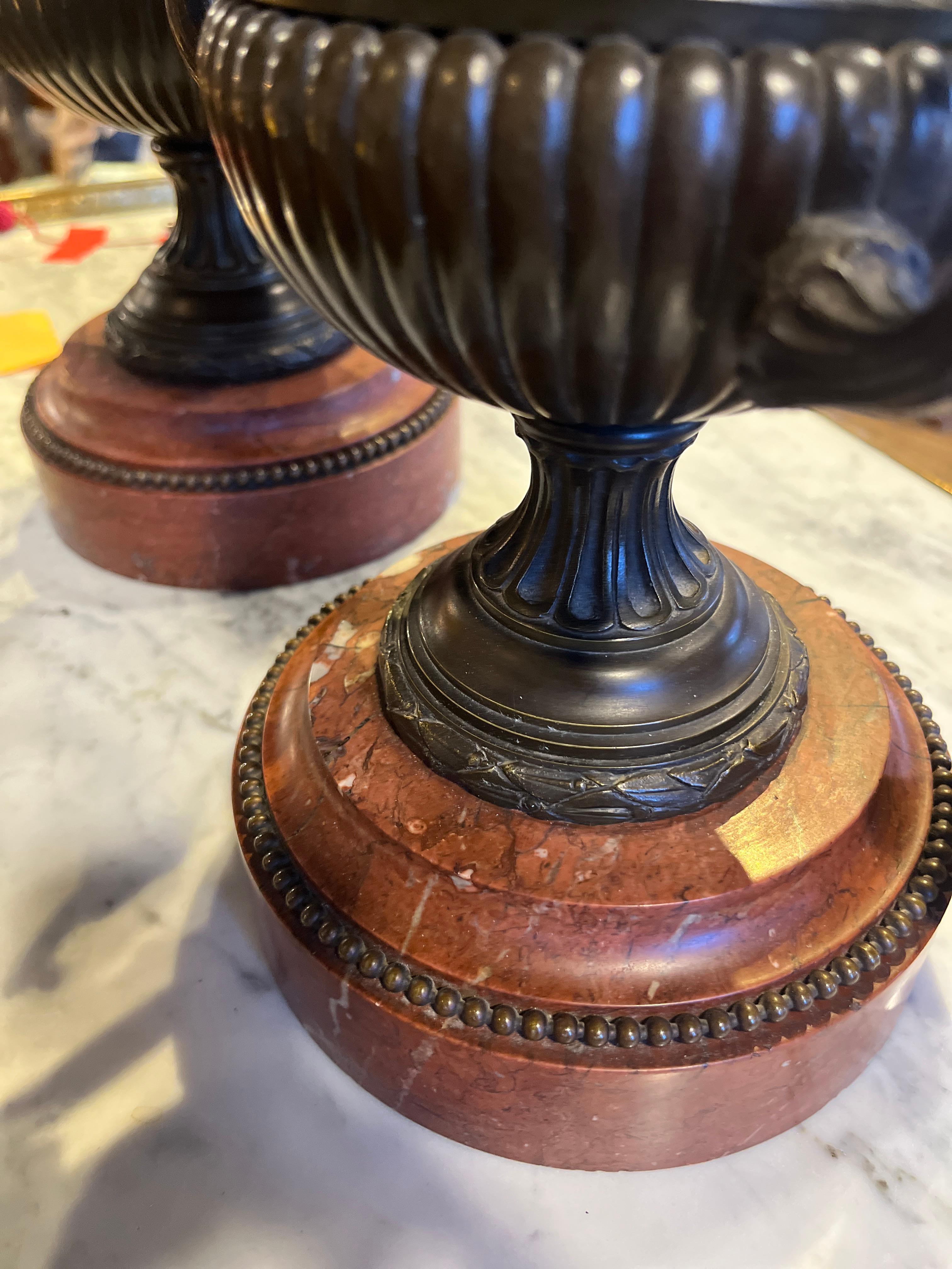 19th Century (early) Pair French Bronze Urns For Sale 1