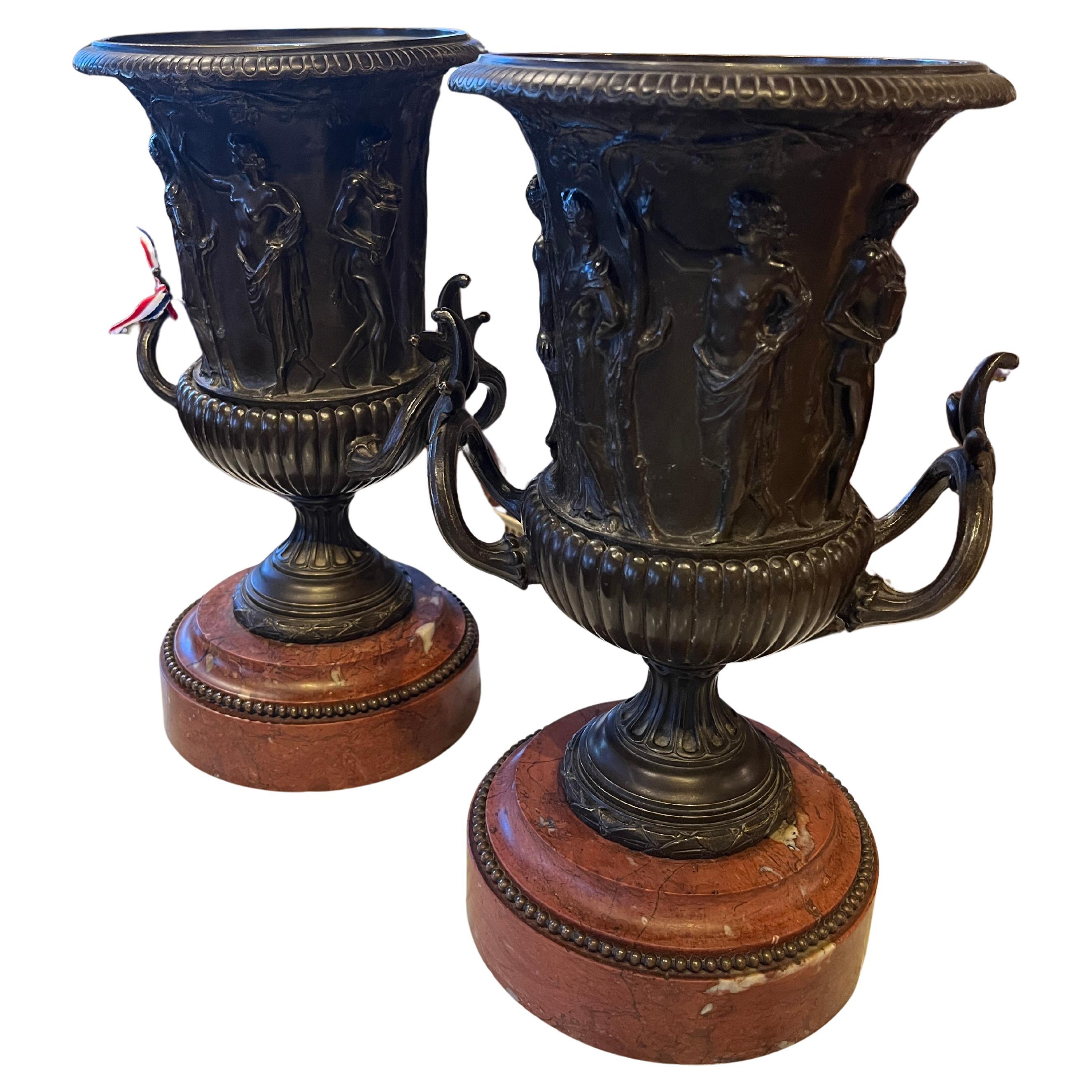 19th Century (early) Pair French Bronze Urns For Sale