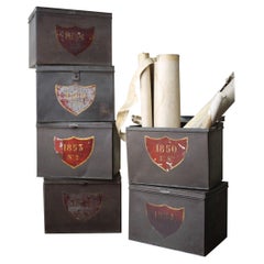 19th Century Early Victorian Deed Document Solictor Stackable Steel Boxes