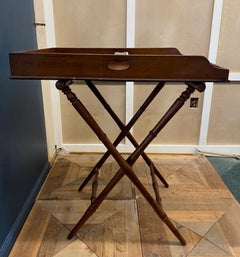 19th Century Early Victorian Era English Mahogany Butler's Tray on Stand