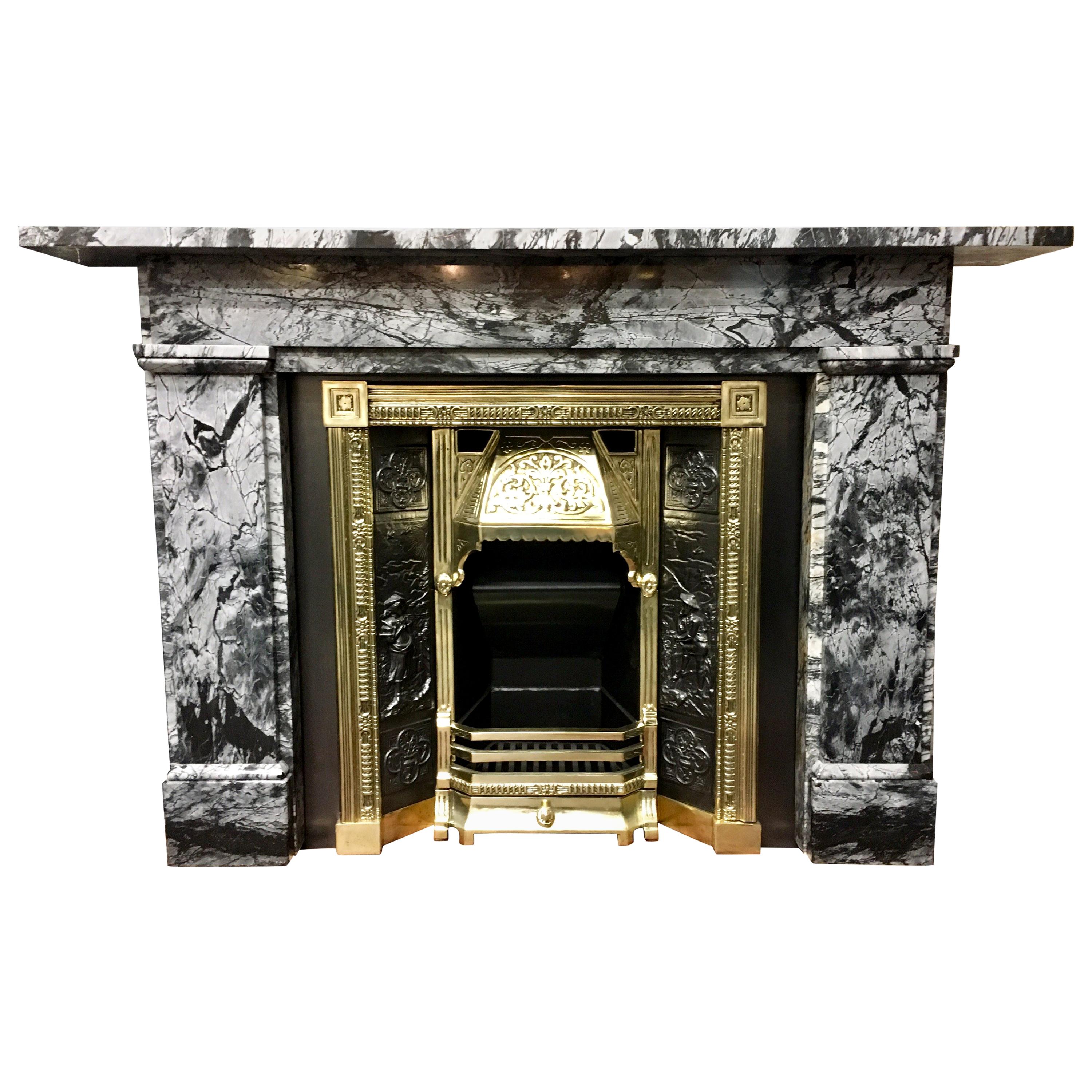 19th Century Early Victorian Grey Bardigilo Marble Fireplace Surround