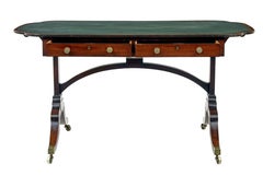 19th century early Victorian leather top writing table