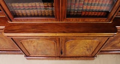 19th Century Early Victorian Mahogany Large Breakfront Library Bookcase