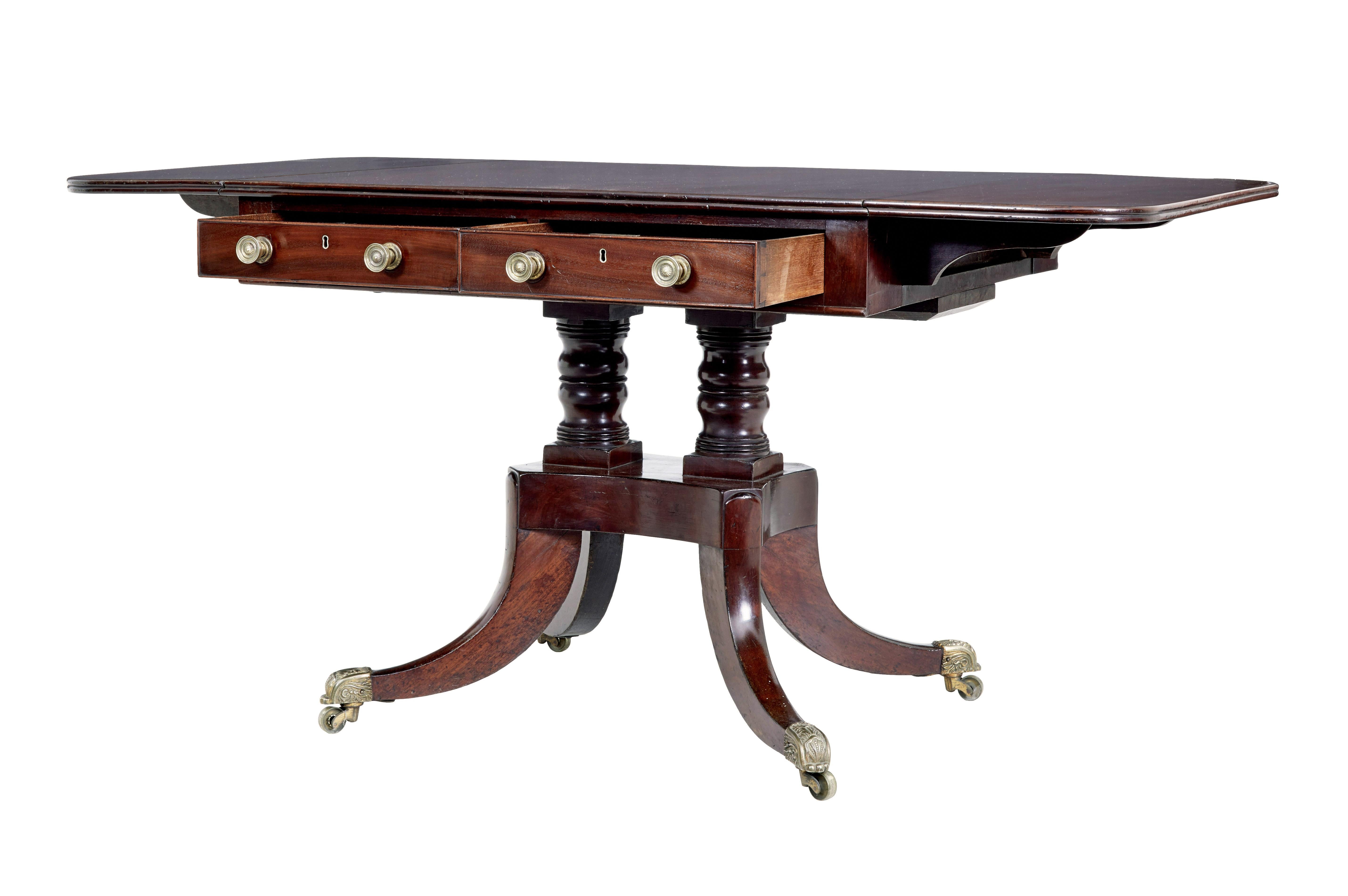 English 19th Century Early Victorian Mahogany Sofa Table For Sale