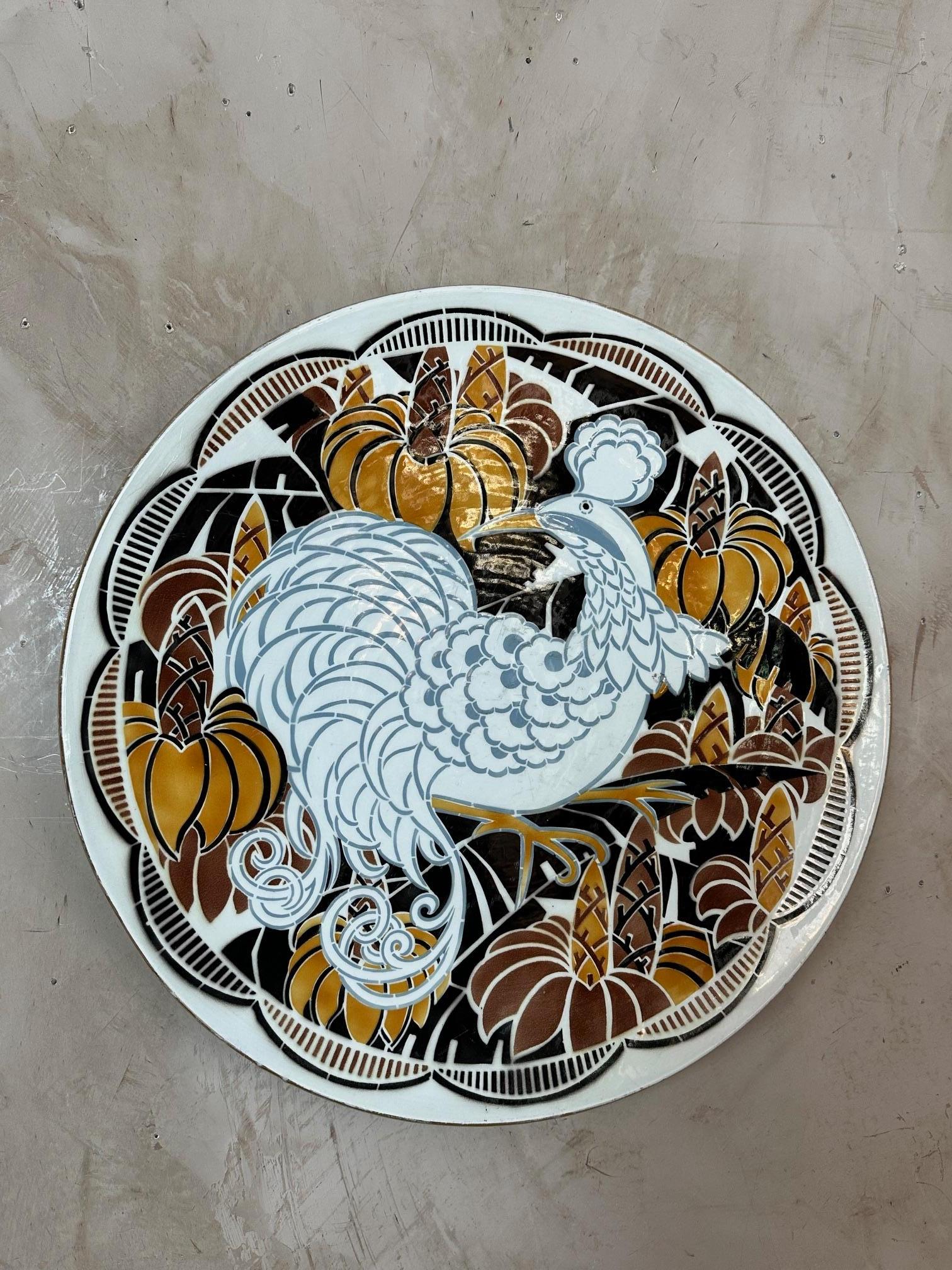 Fin du XIXe siècle Grande assiette en faïence de Luneville du 19e siècle signée par Géo Condé en vente