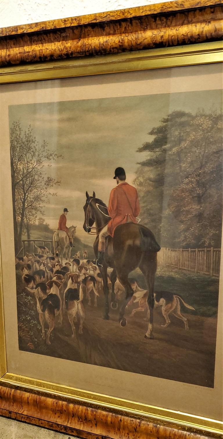 19th Century EAS Douglas Hunt Scene Aquatint Engraving In Good Condition For Sale In Dallas, TX