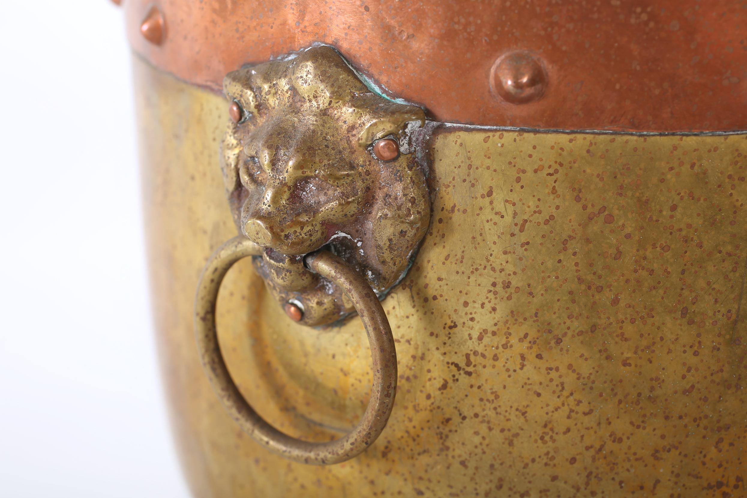 Brass 19th Century Eastern European Ash Bucket / Log Holder