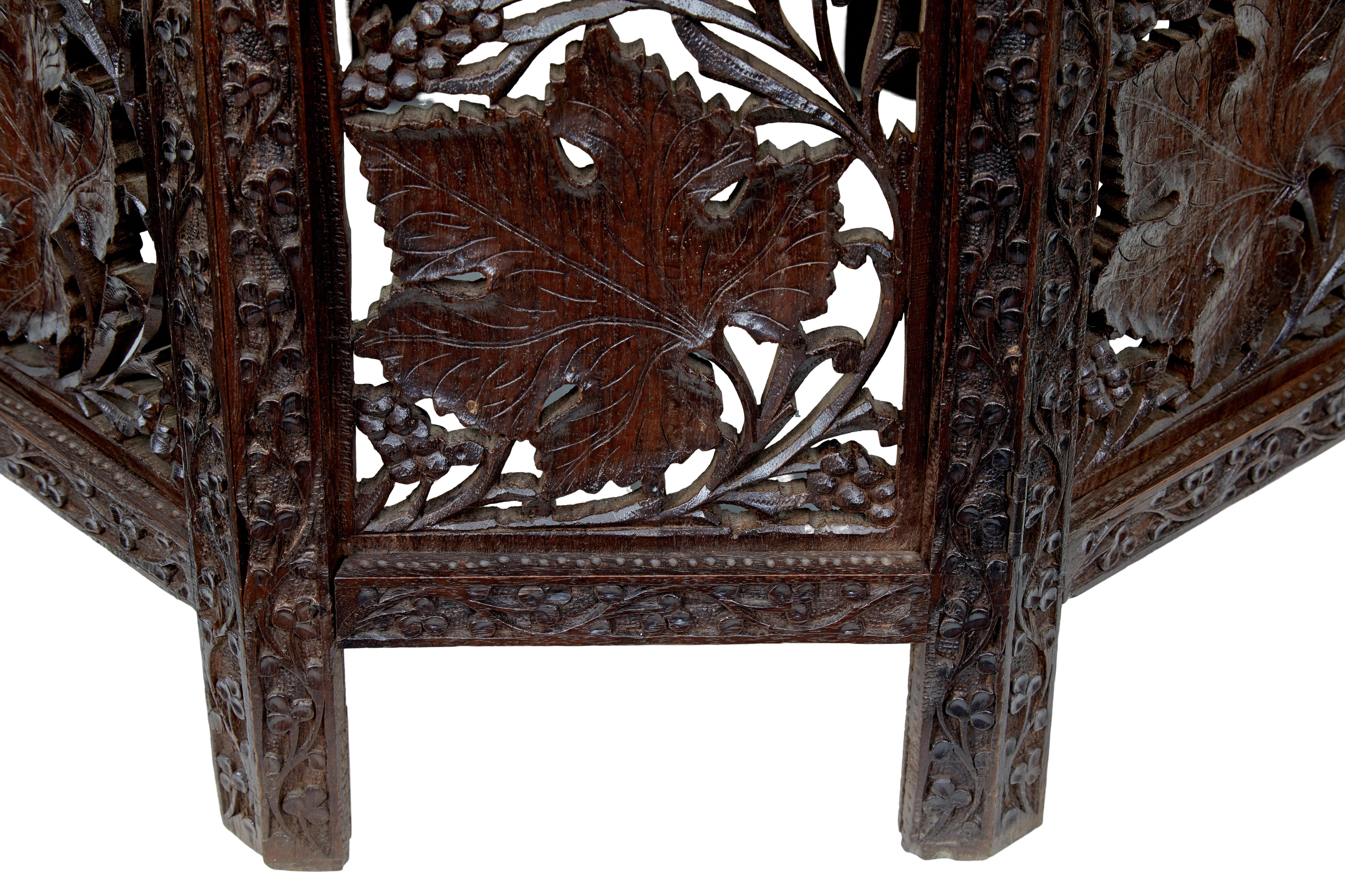Indian 19th Century Eastern Hardwood Carved Octagonal Side Table