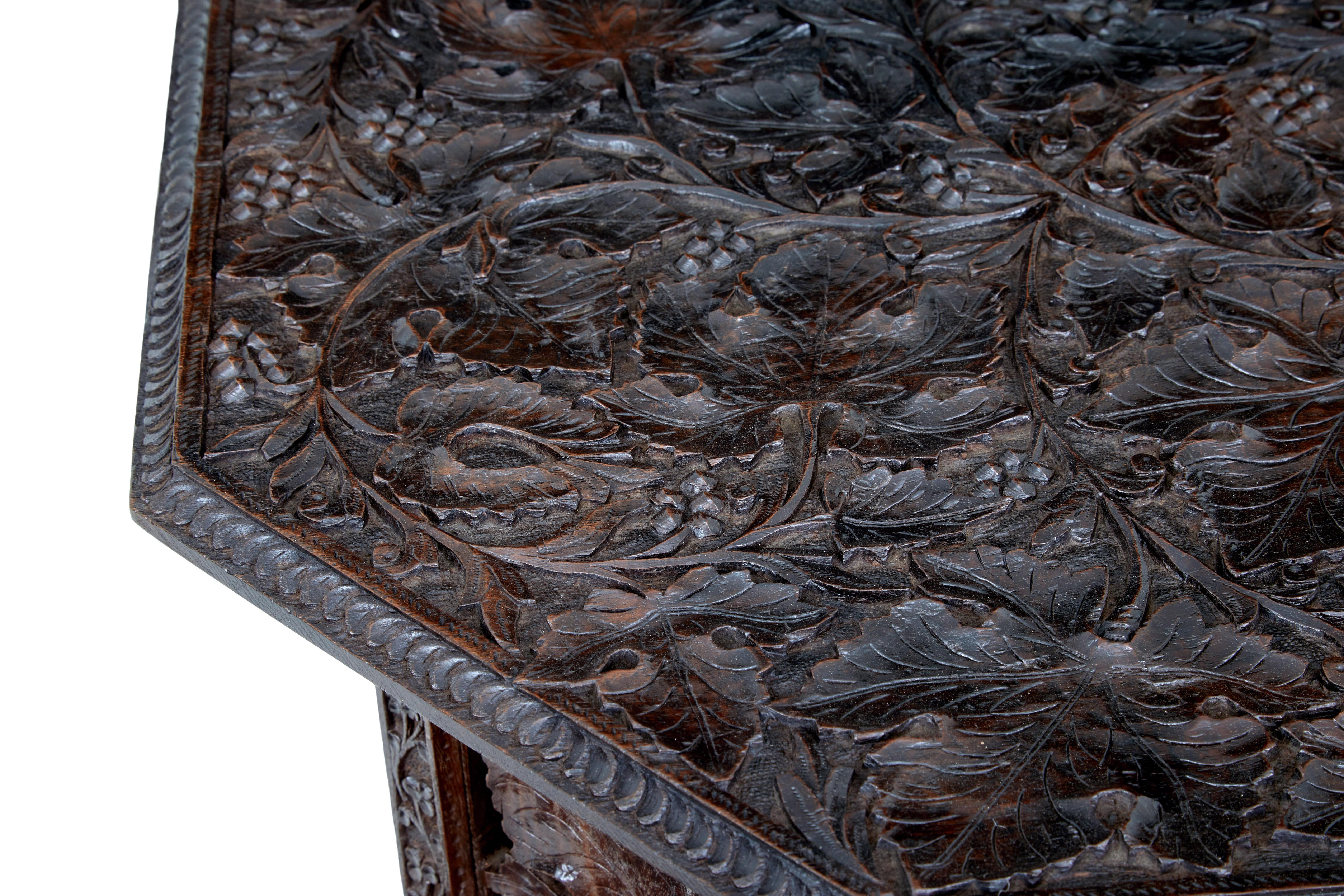 19th Century Eastern Hardwood Carved Octagonal Side Table In Good Condition In Debenham, Suffolk