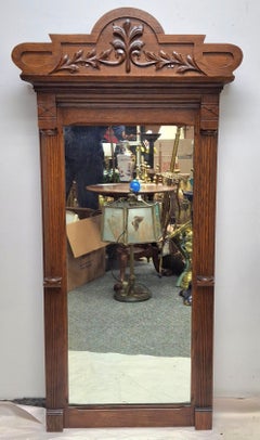 19th Century Eastlake Carved Oak Wall Mirror