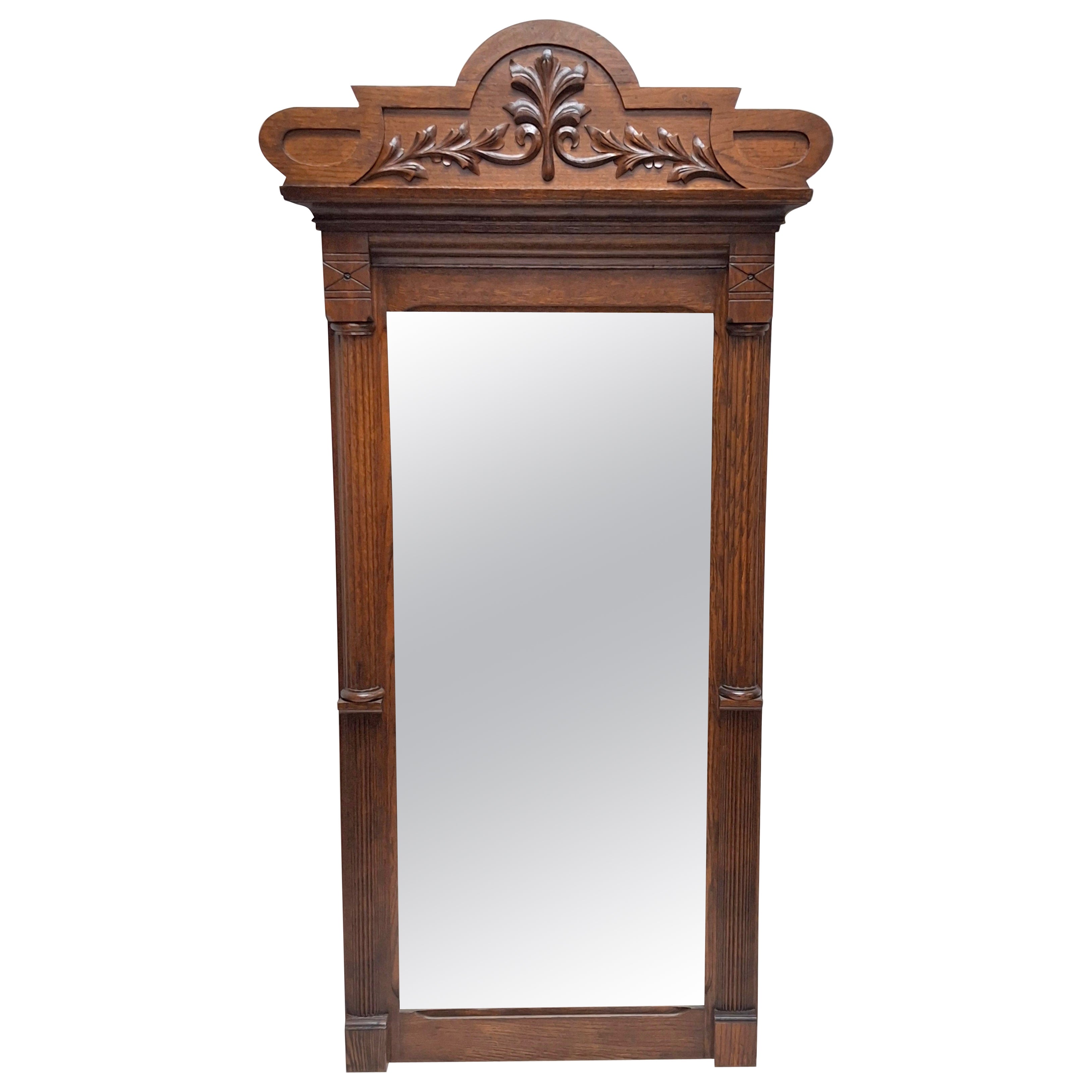 19th Century Eastlake Carved Oak Wall Mirror