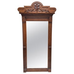 19th Century Eastlake Carved Oak Wall Mirror