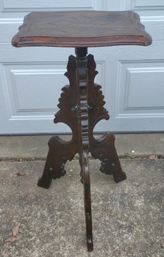 19th Century Eastlake Carved Walnut Stand Pedestal