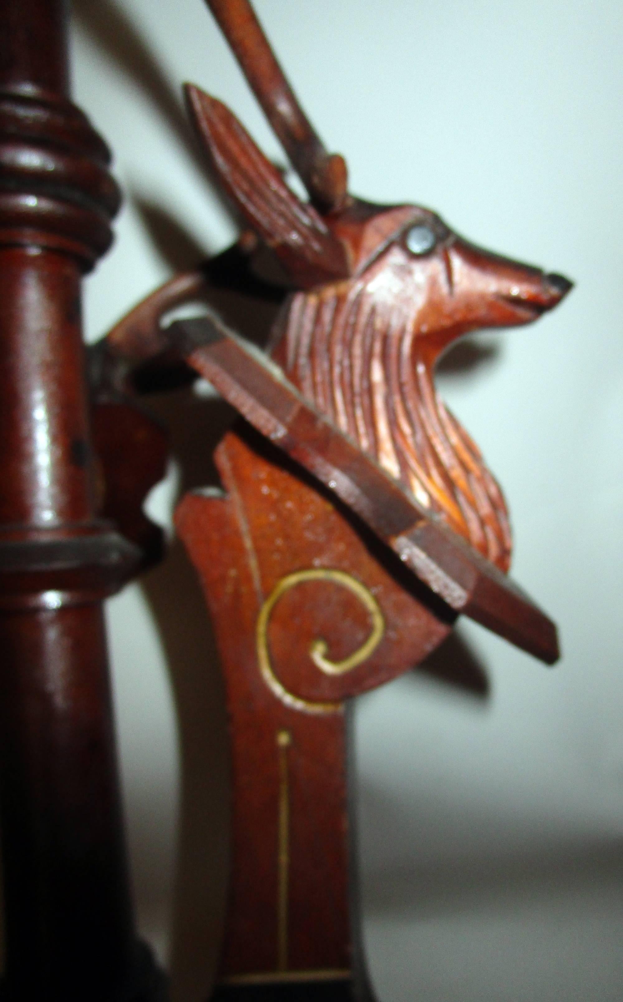 19th century Eastlake Mahogany Stand with Adirondack Style Stag Heads 1