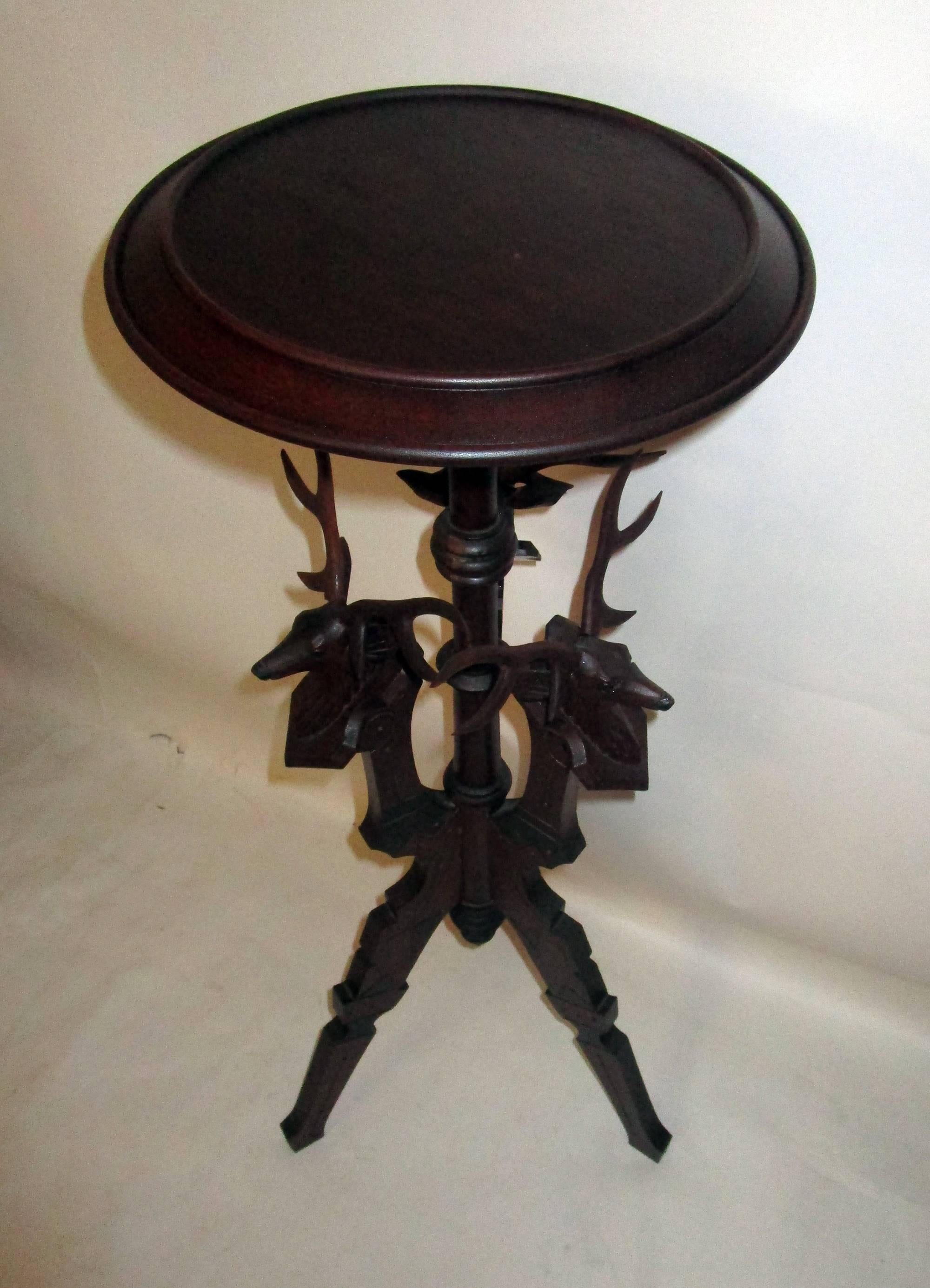 19th century Eastlake Mahogany Stand with Adirondack Style Stag Heads 3