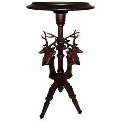 19th century Eastlake Mahogany Stand with Adirondack Style Stag Heads