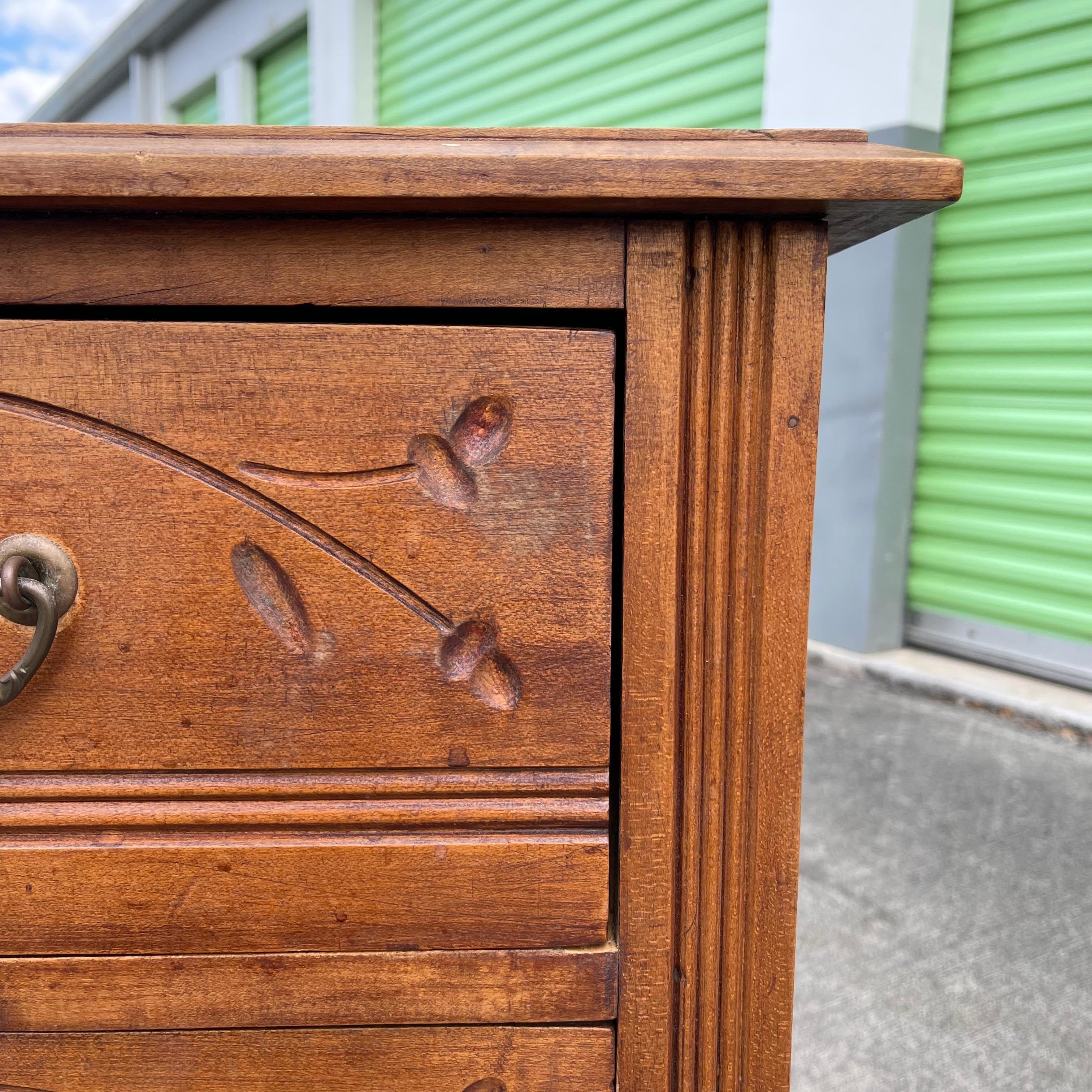 19th Century Eastlake Victorian Carved Wood Dresser Chest of Drawers For Sale 9