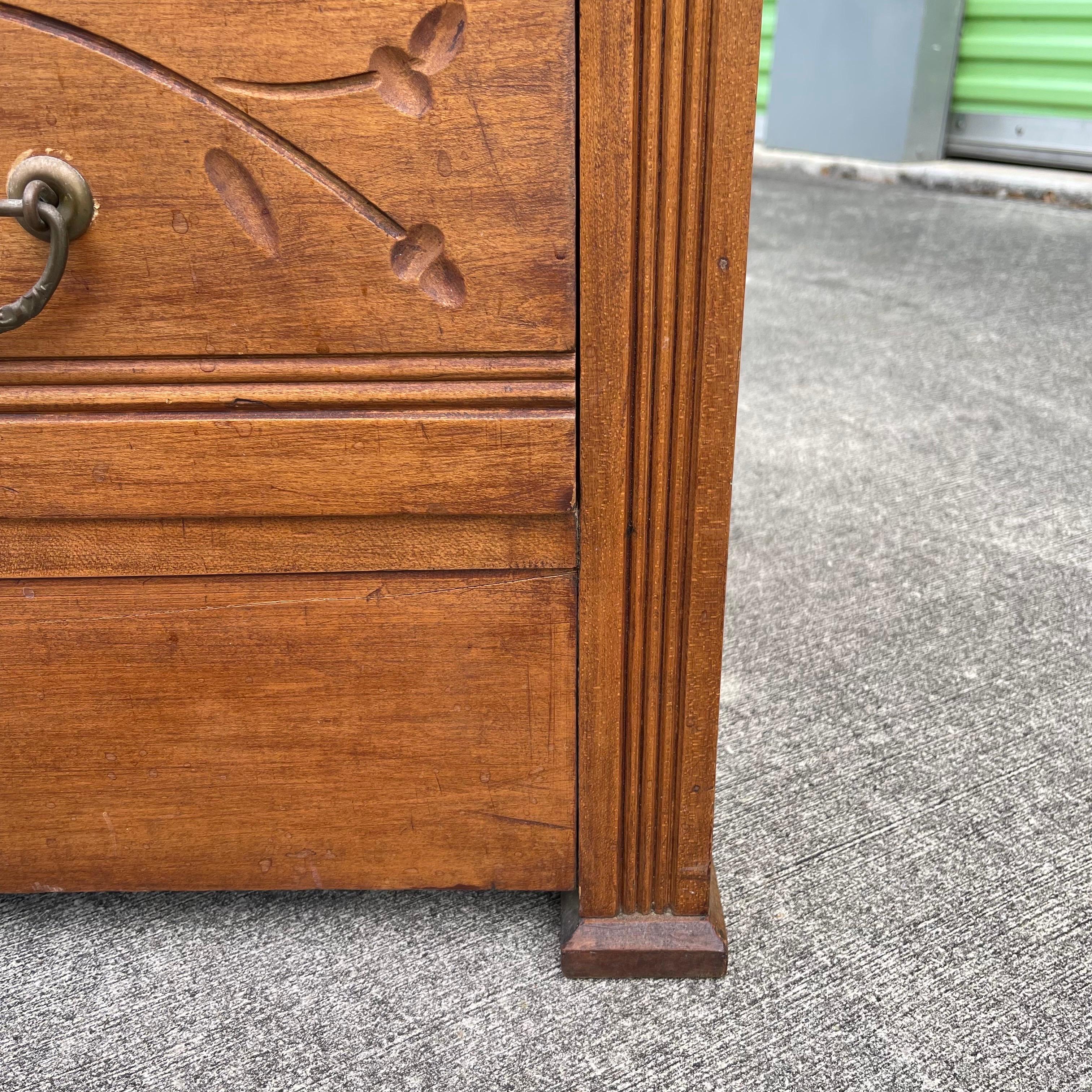 19th Century Eastlake Victorian Carved Wood Dresser Chest of Drawers For Sale 10