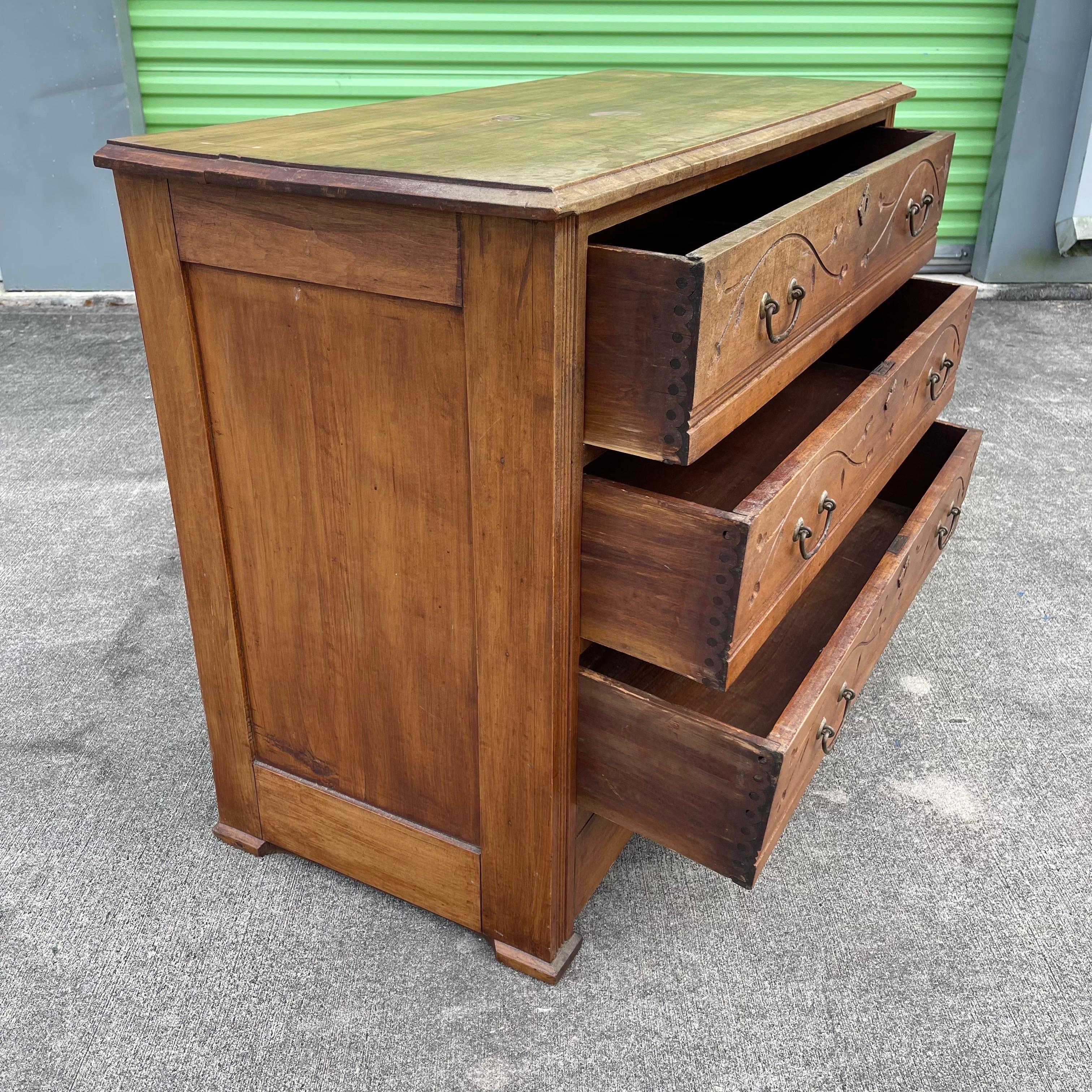 19th Century Eastlake Victorian Carved Wood Dresser Chest of Drawers For Sale 12