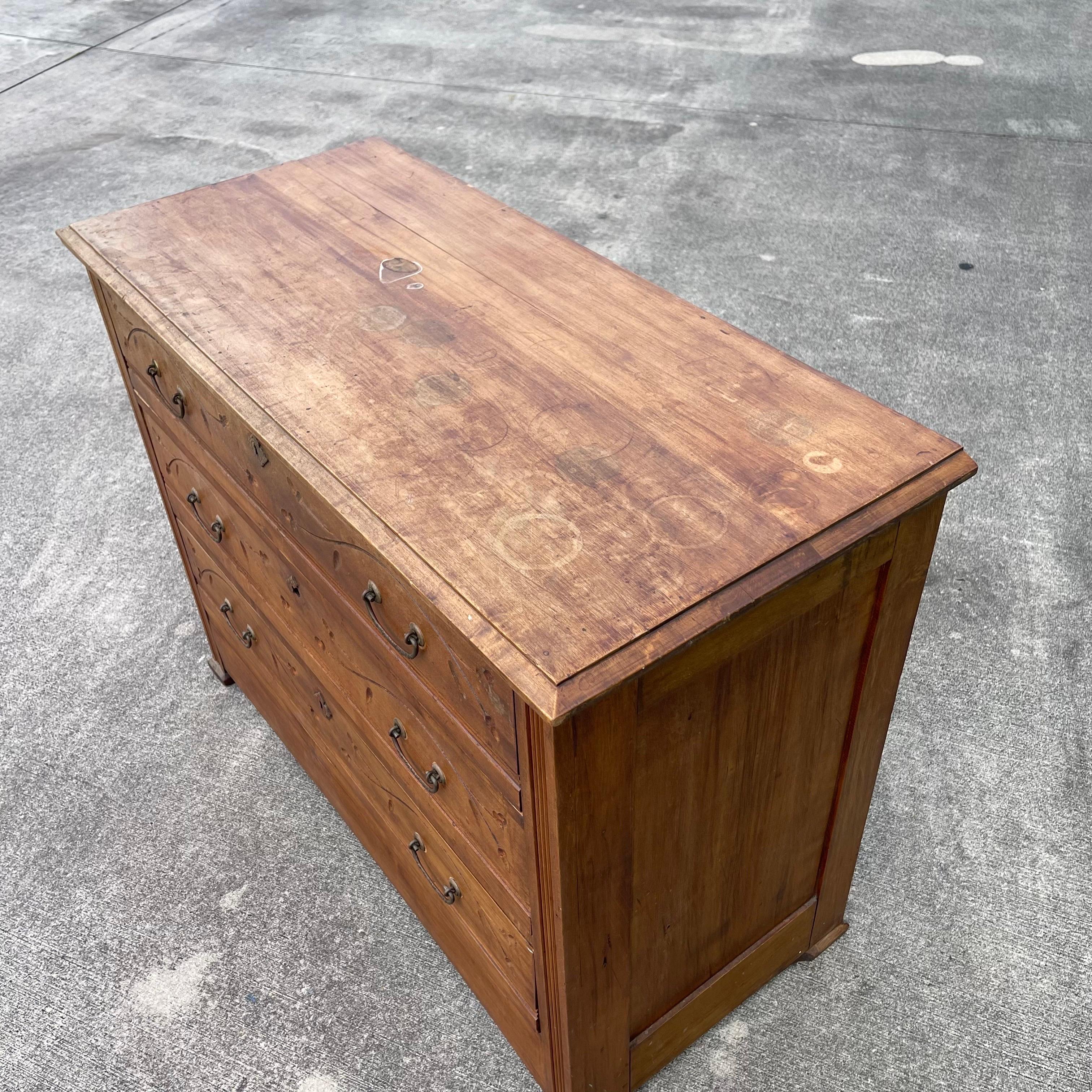 19th Century Eastlake Victorian Carved Wood Dresser Chest of Drawers For Sale 2