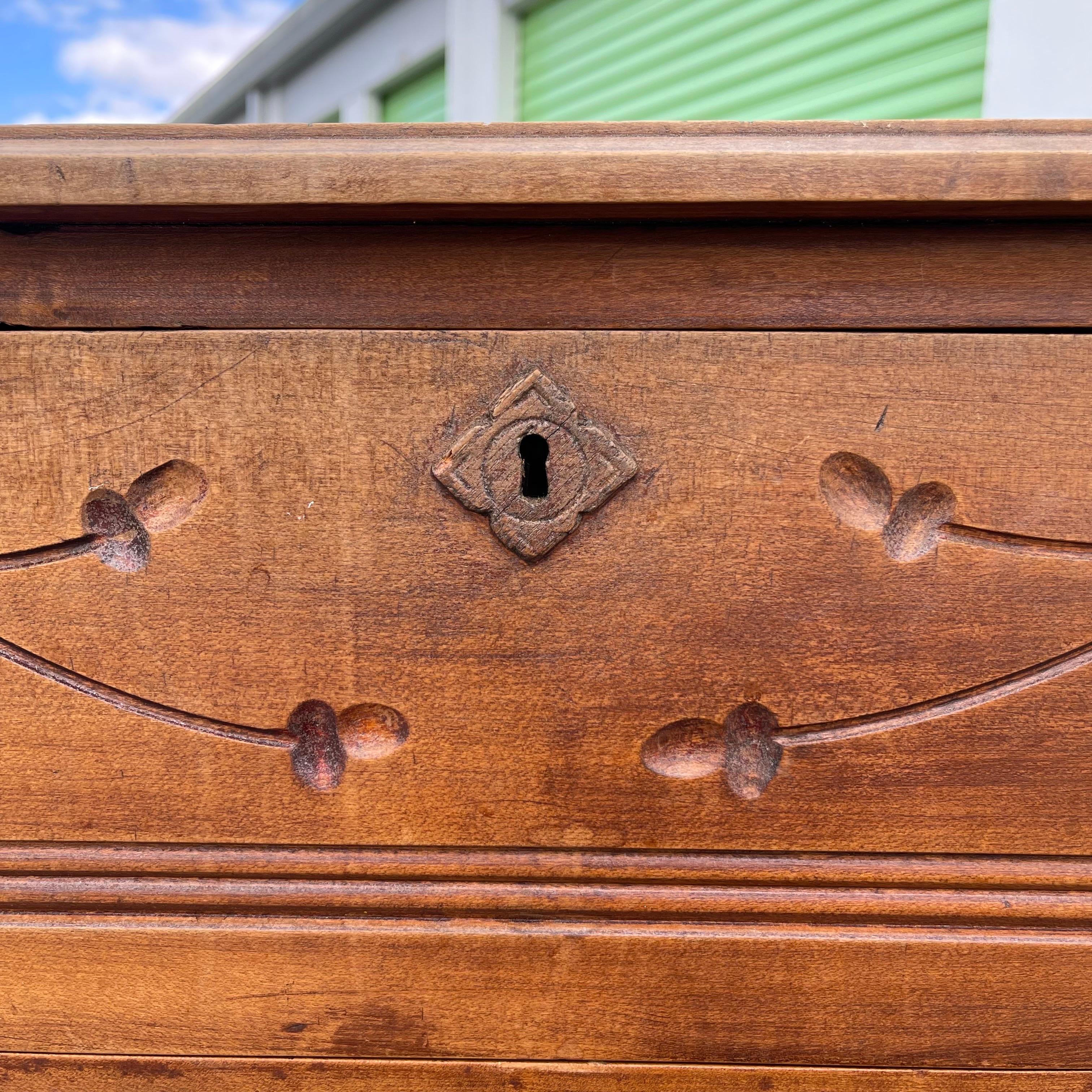 19th Century Eastlake Victorian Carved Wood Dresser Chest of Drawers For Sale 4
