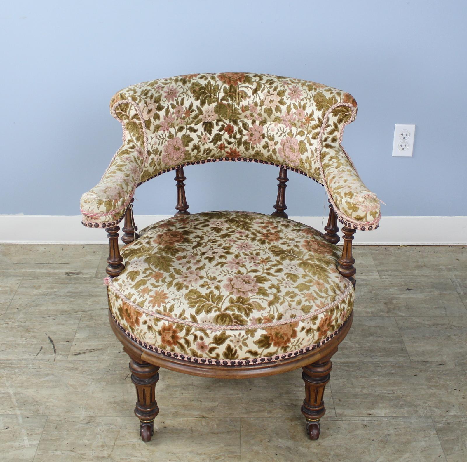 English 19th Century Easy Chair with Walnut Frame For Sale