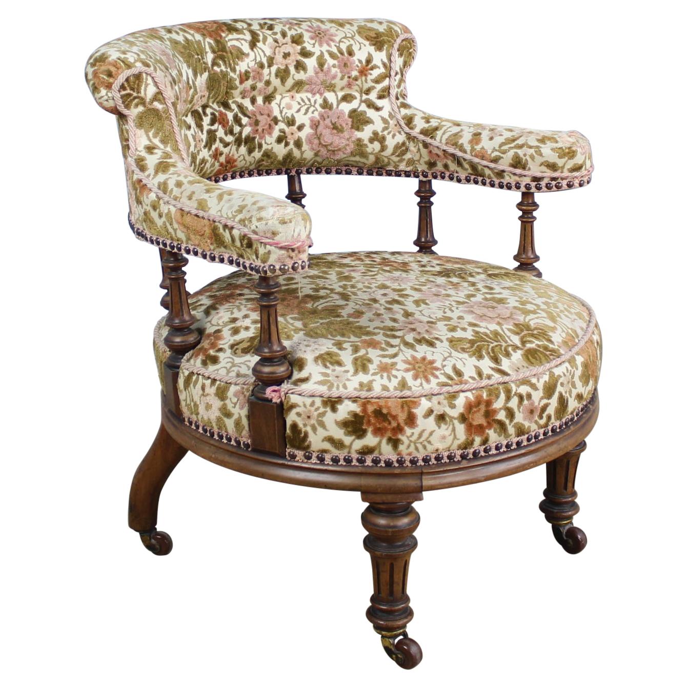 19th Century Easy Chair with Walnut Frame For Sale