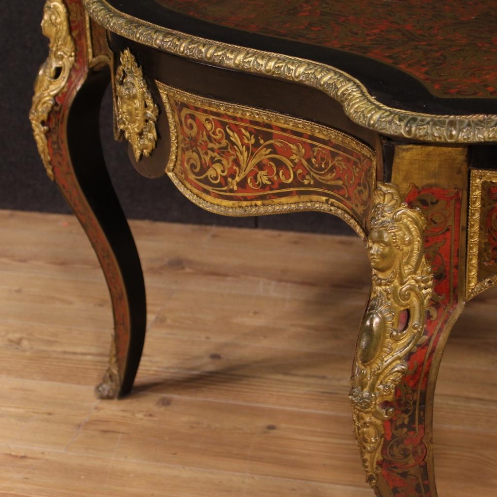 Brass 19th Century Ebonized Wood Antique French Boulle Table, 1880