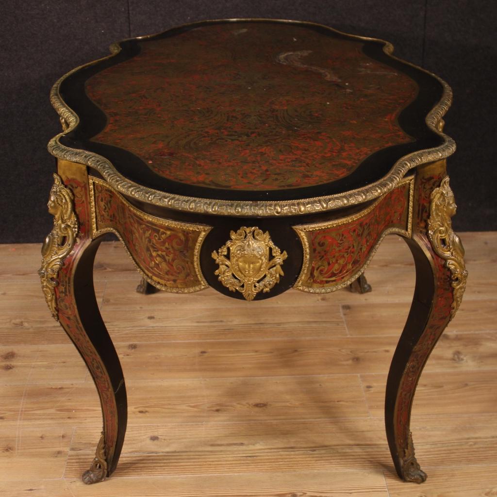 19th Century Ebonized Wood Antique French Boulle Table, 1880 1