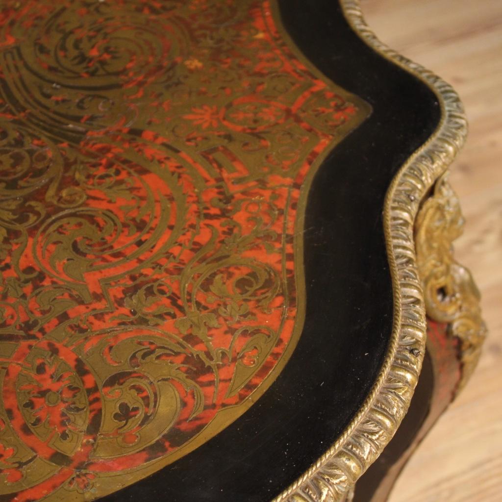 19th Century Ebonized Wood Antique French Boulle Table, 1880 3