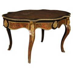 19th Century Ebonized Wood Antique French Boulle Table, 1880