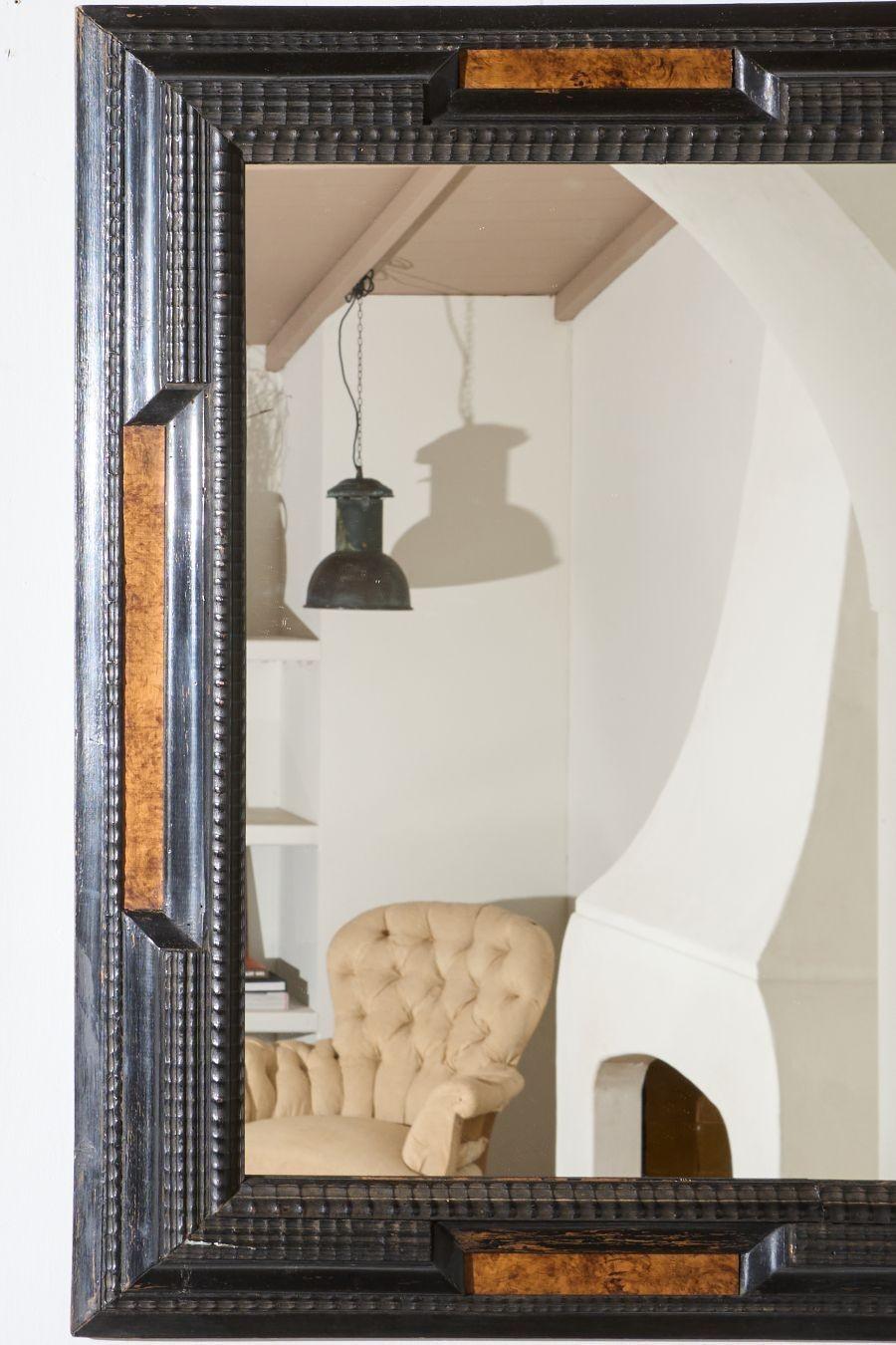 19th century Ebonised and faux tortoiseshell Italian mirror - 1 In Excellent Condition For Sale In Malton, GB