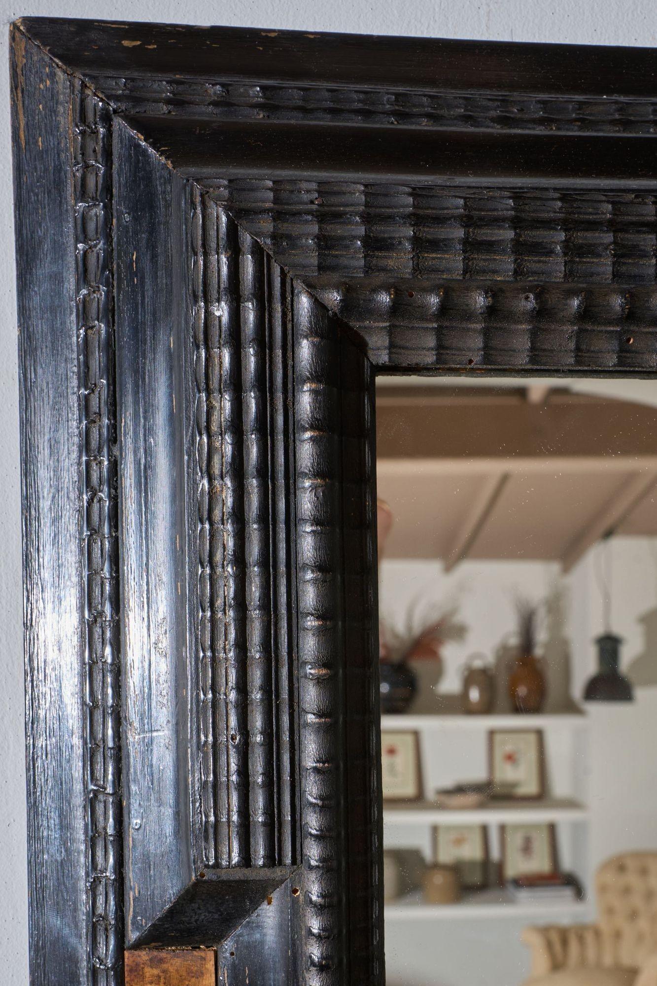 Beech 19th century Ebonised and faux tortoiseshell Italian mirror - 1 For Sale