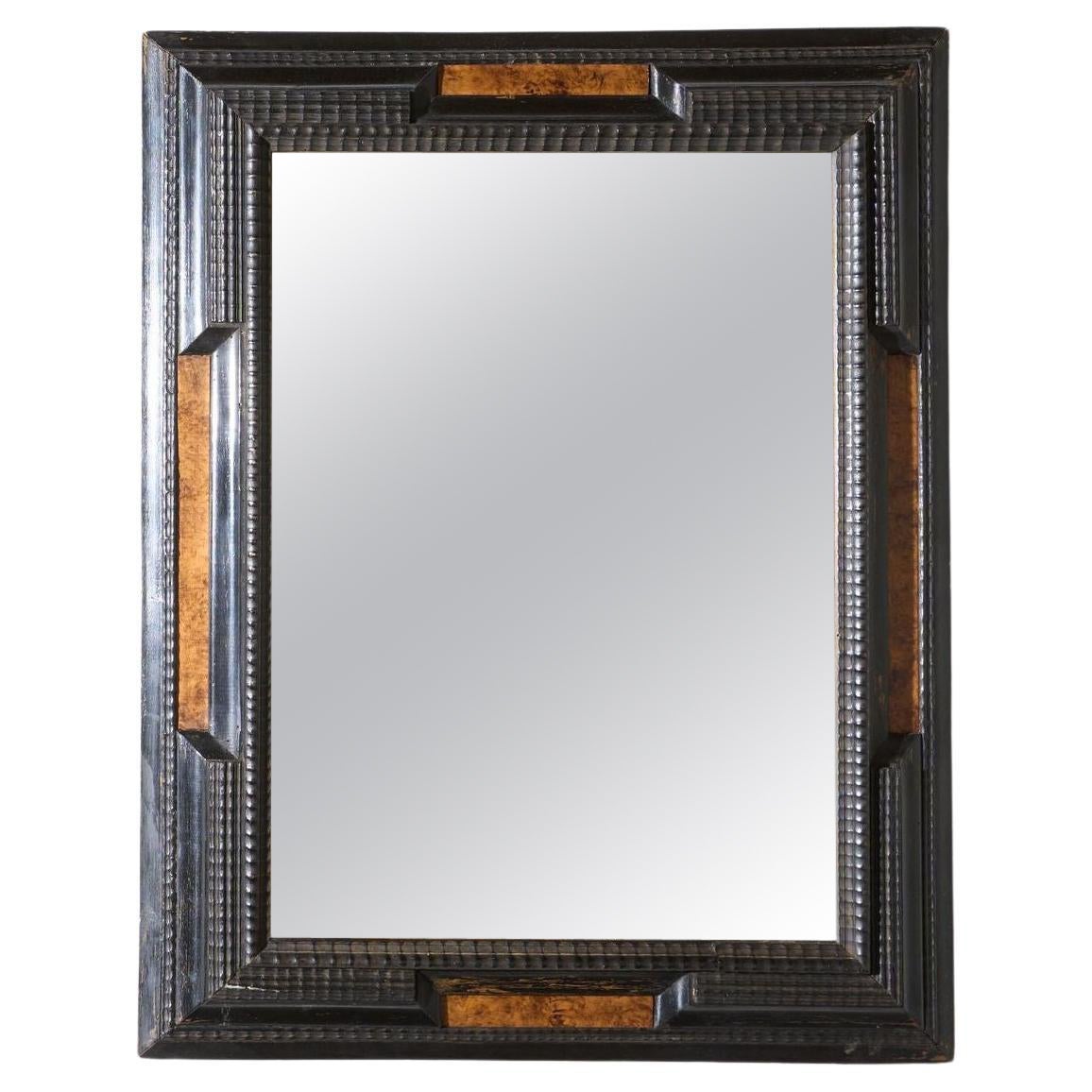 19th century Ebonised and faux tortoiseshell Italian mirror - 1