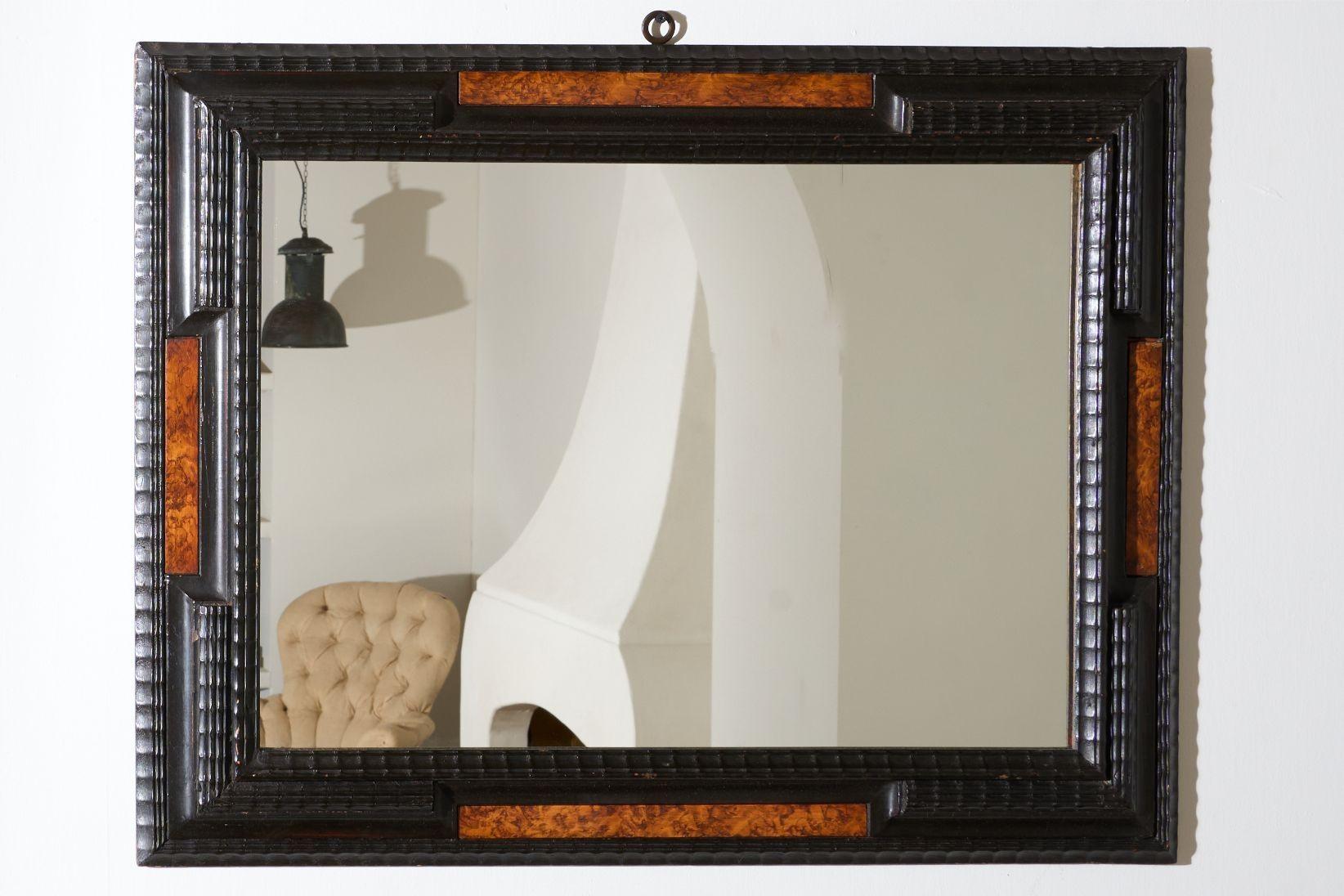 Beech 19th century Ebonised and Faux tortoiseshell Italian mirror - 2 For Sale
