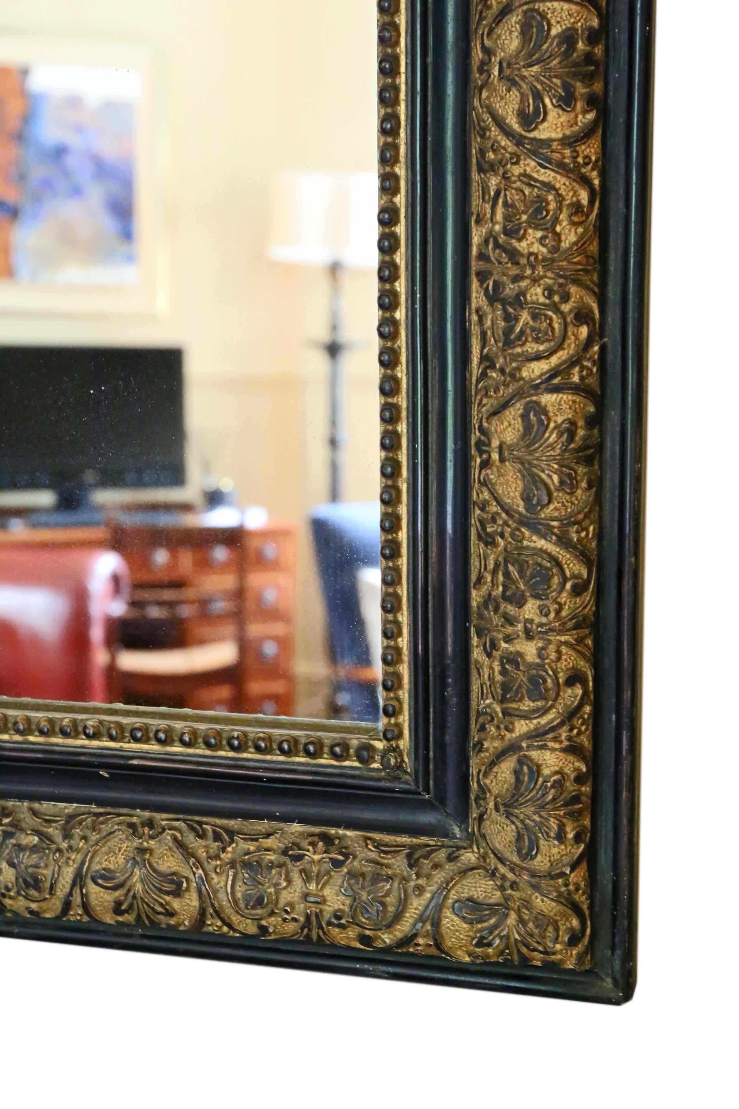 Giltwood 19th Century Ebonised and Gilt Finish Overmantle Wall Mirror