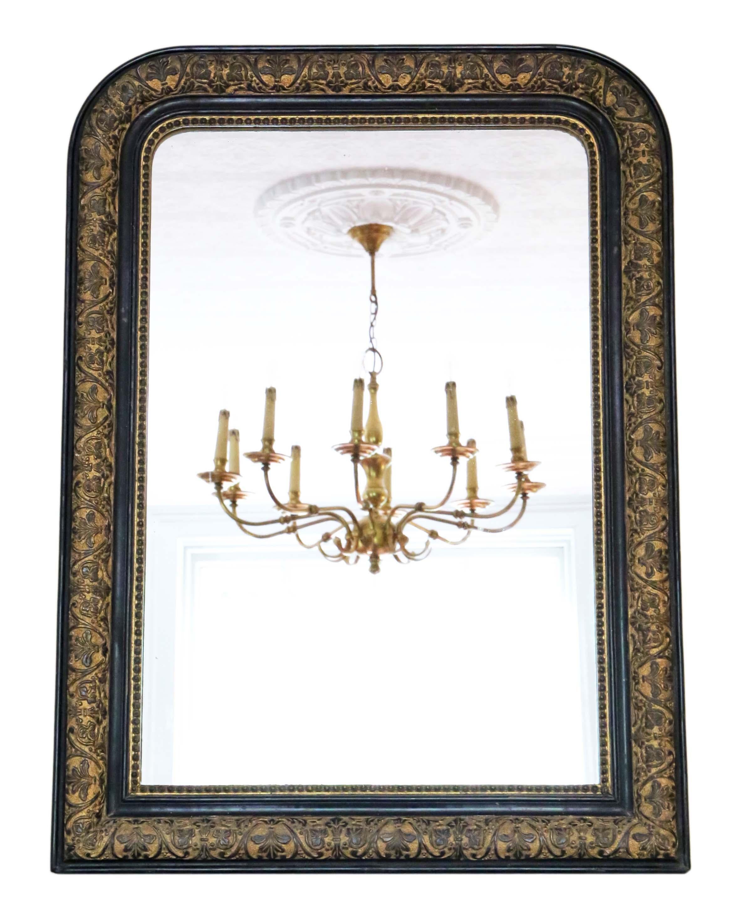 19th Century Ebonised and Gilt Finish Overmantle Wall Mirror 2