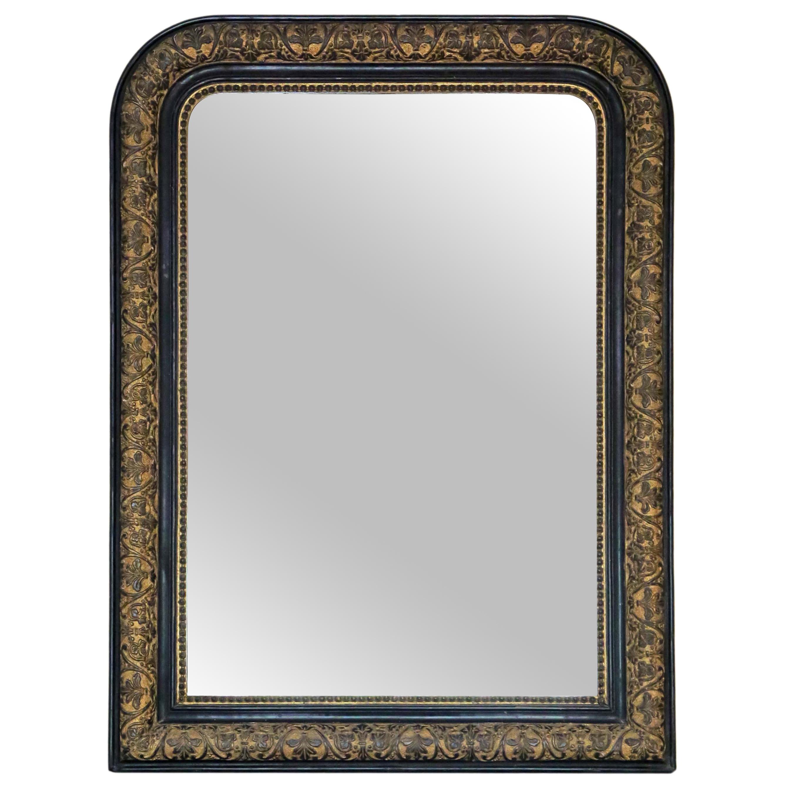 19th Century Ebonised and Gilt Finish Overmantle Wall Mirror