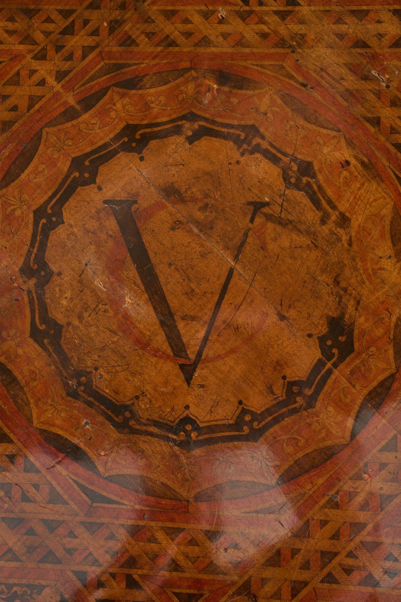 Beech 19th century Ebonised and painted masonic table For Sale