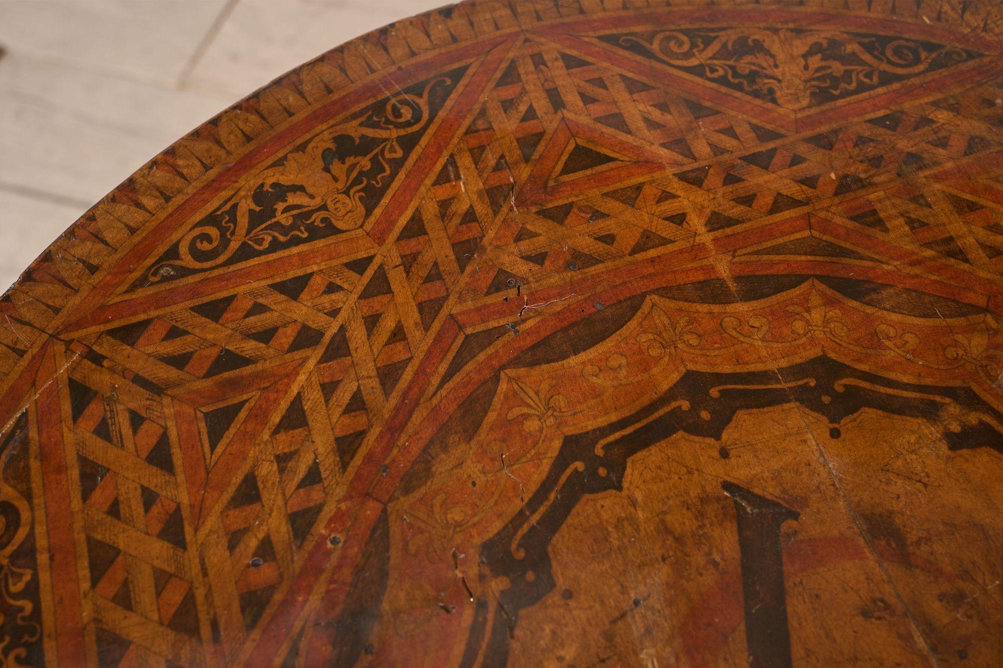 19th century Ebonised and painted masonic table For Sale 1
