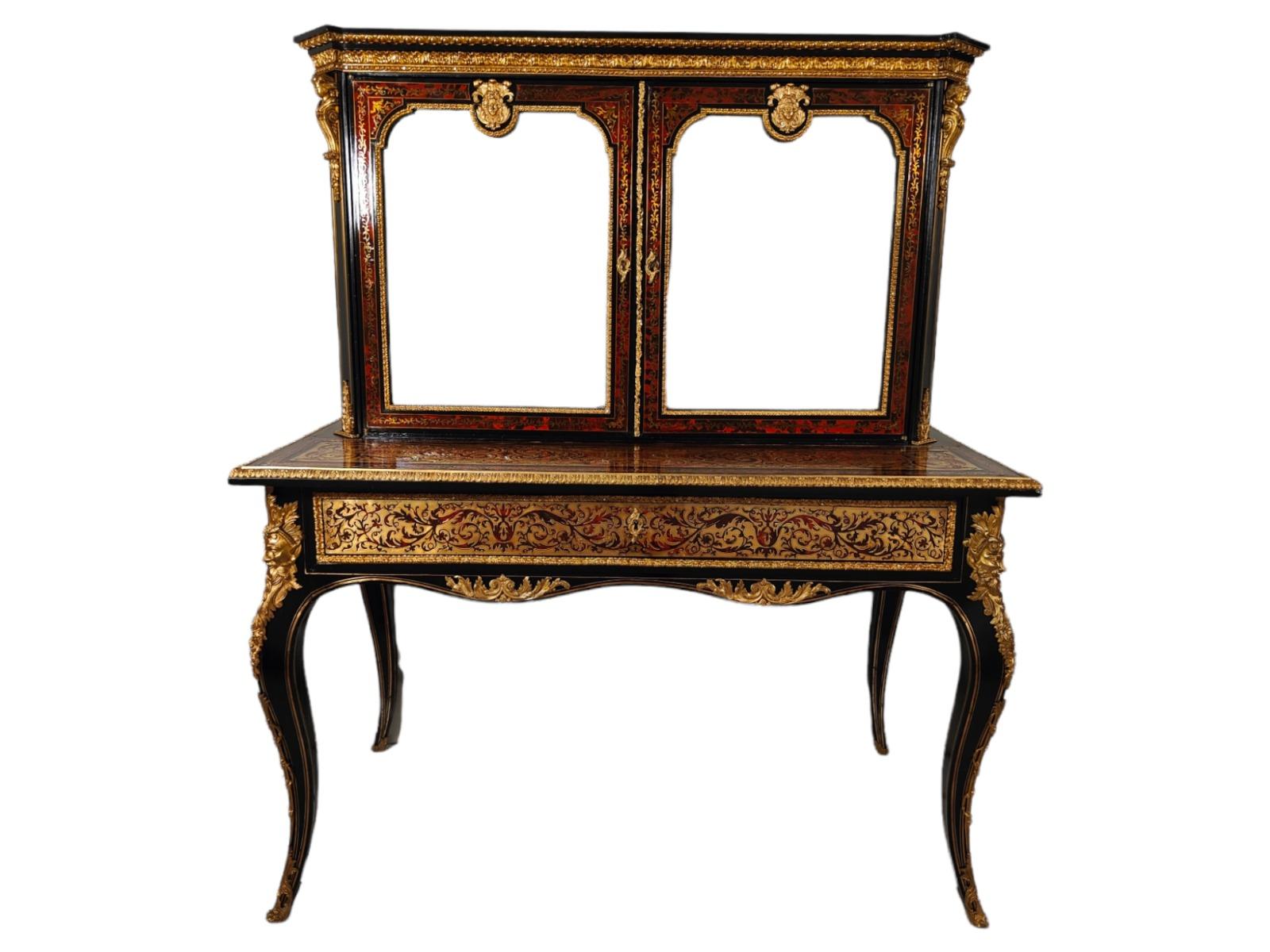 19th Century Ebonised Boulle Bonheur Du Jour Cabinet For Sale 5