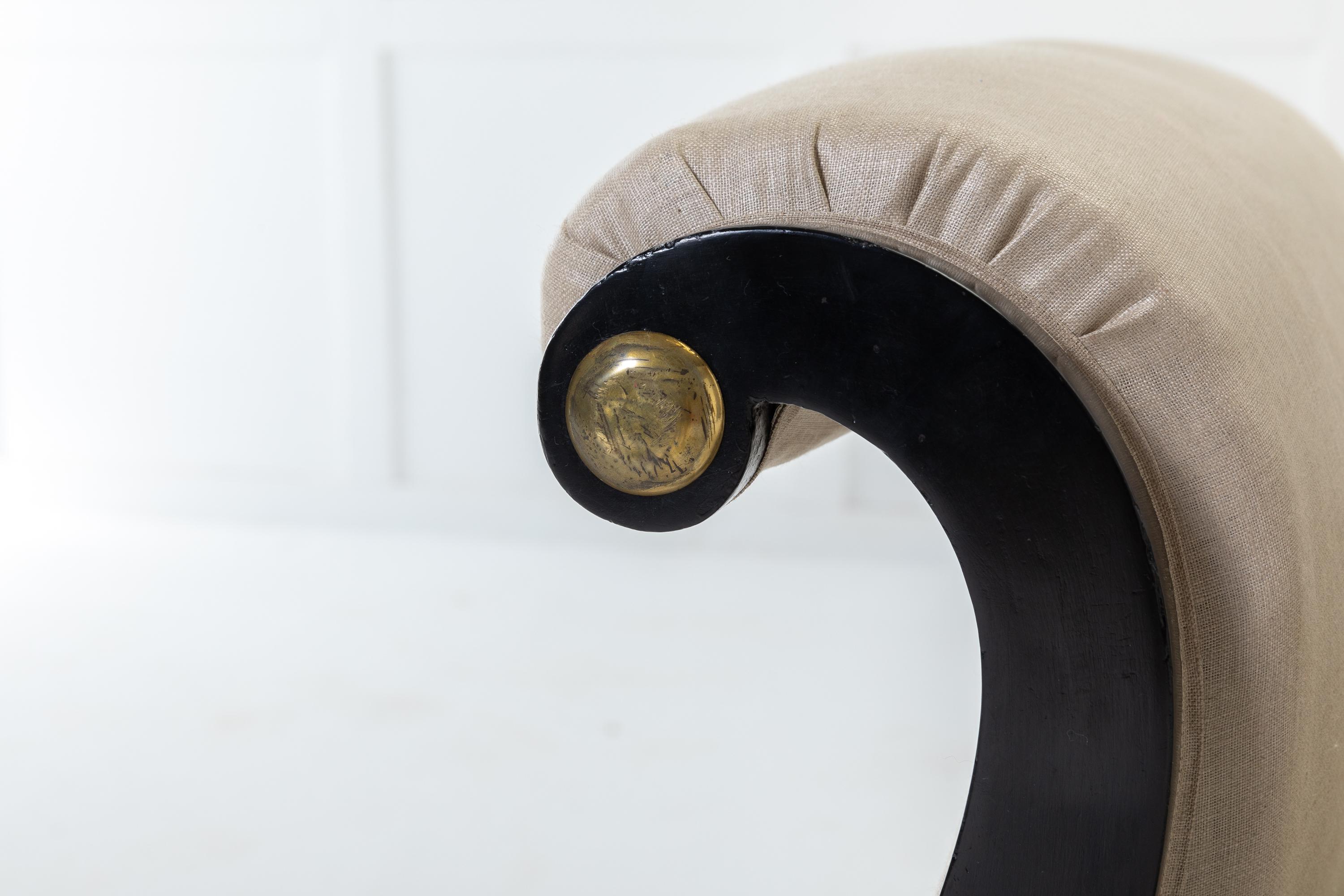 Upholstery 19th Century Ebonised Chaise Longue