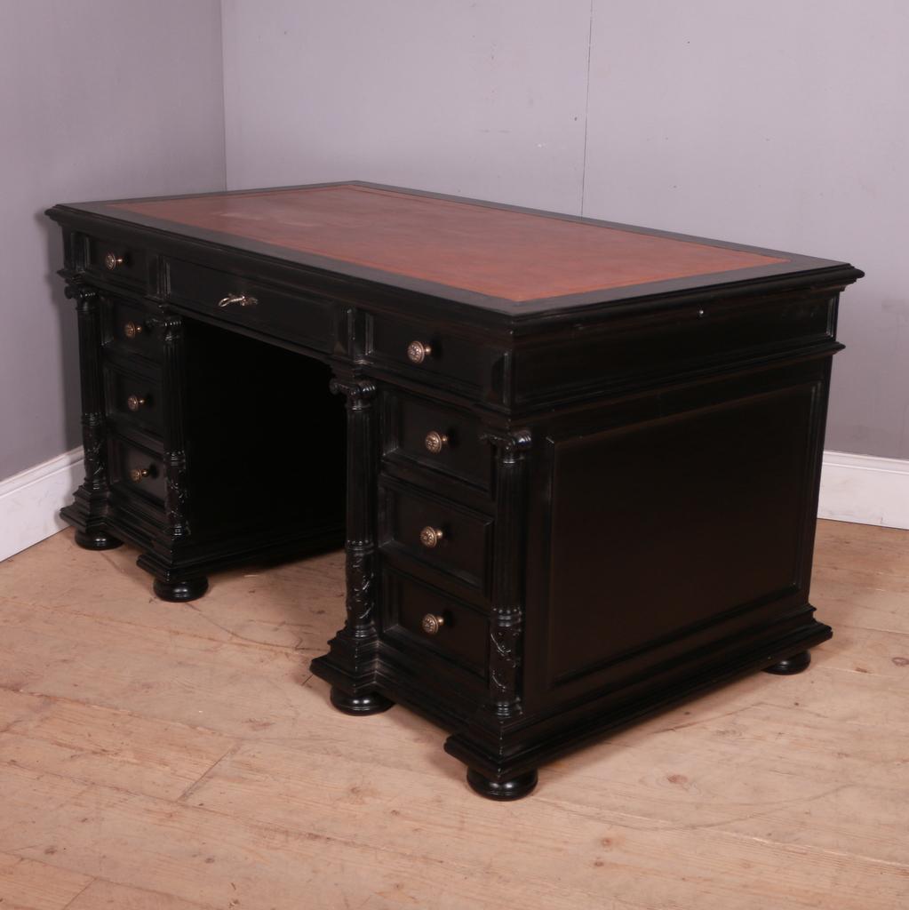 19th Century Ebonised Desk For Sale 3