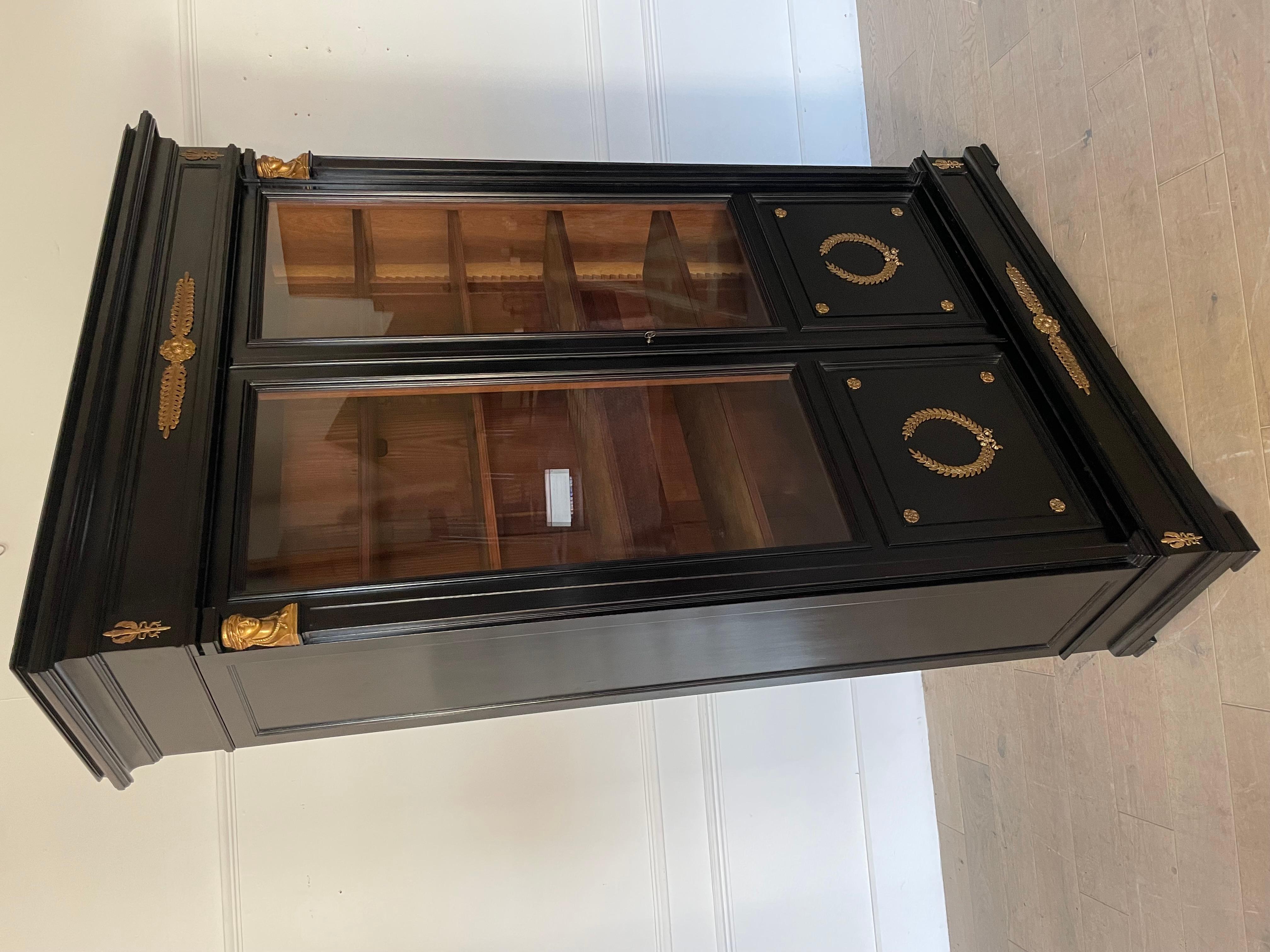 19th century ebonised empire style bookcase 5