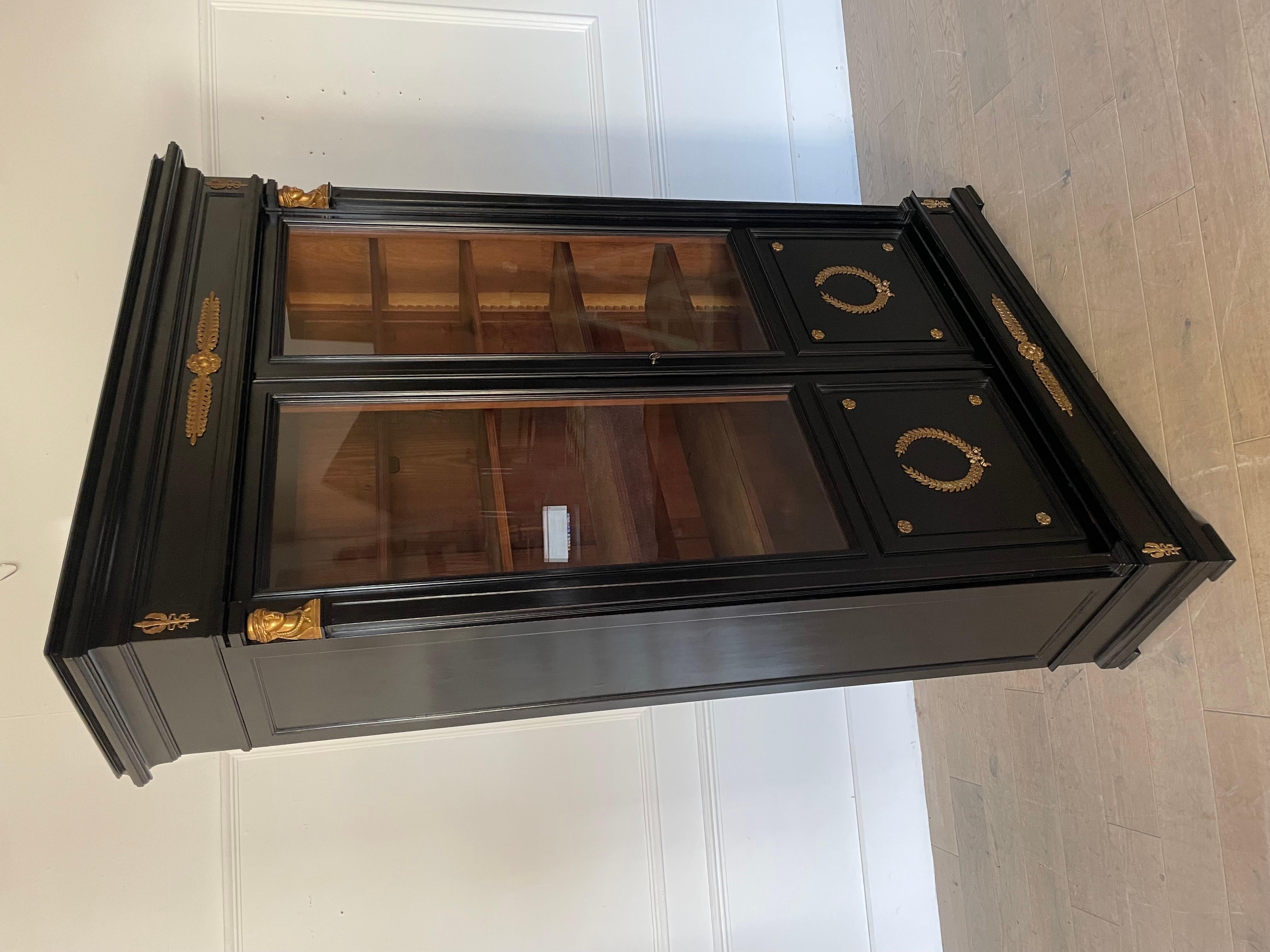 19th century ebonised empire style bookcase 6