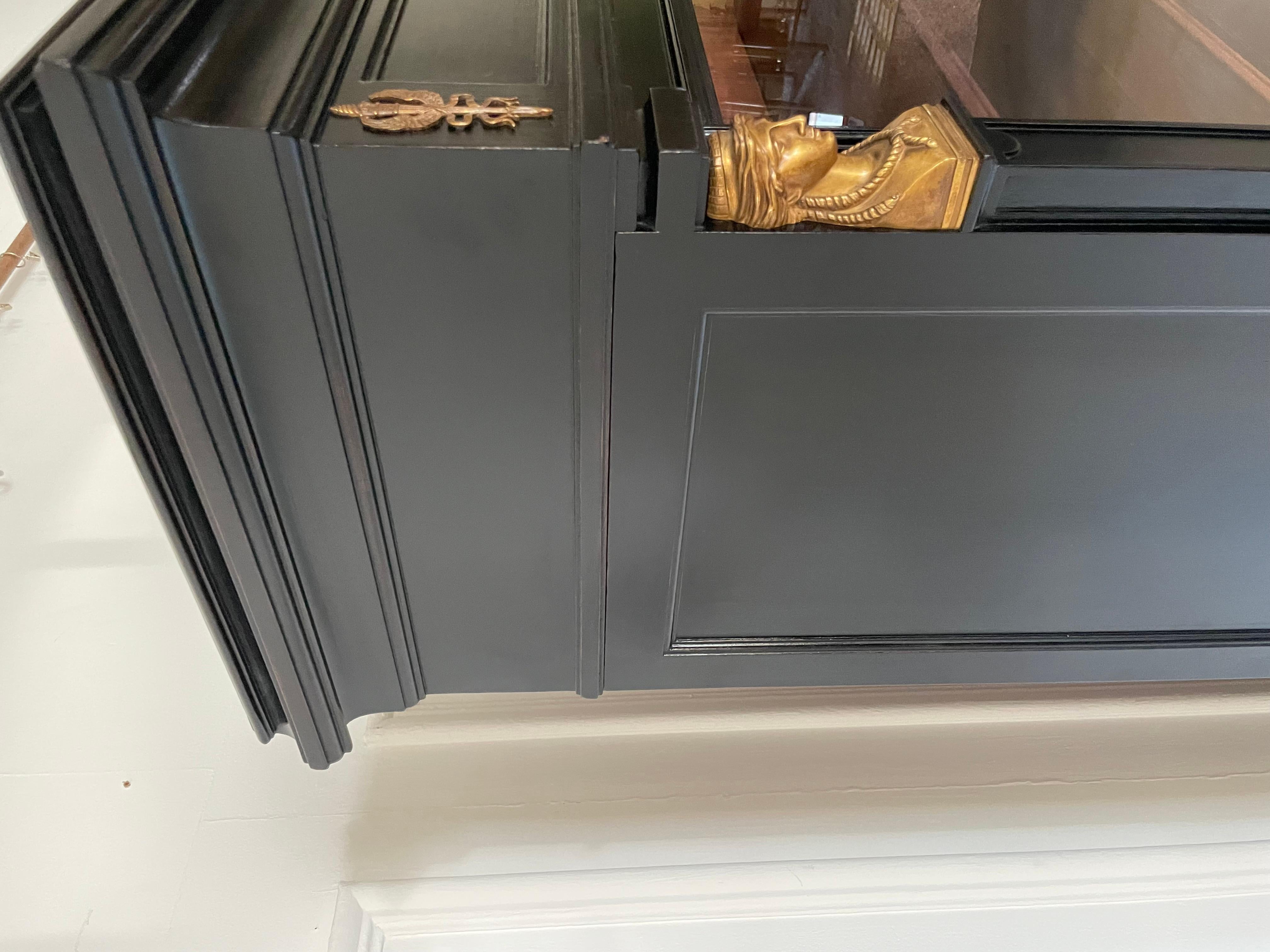 19th century ebonised empire style bookcase In Good Condition In Budleigh Salterton, GB