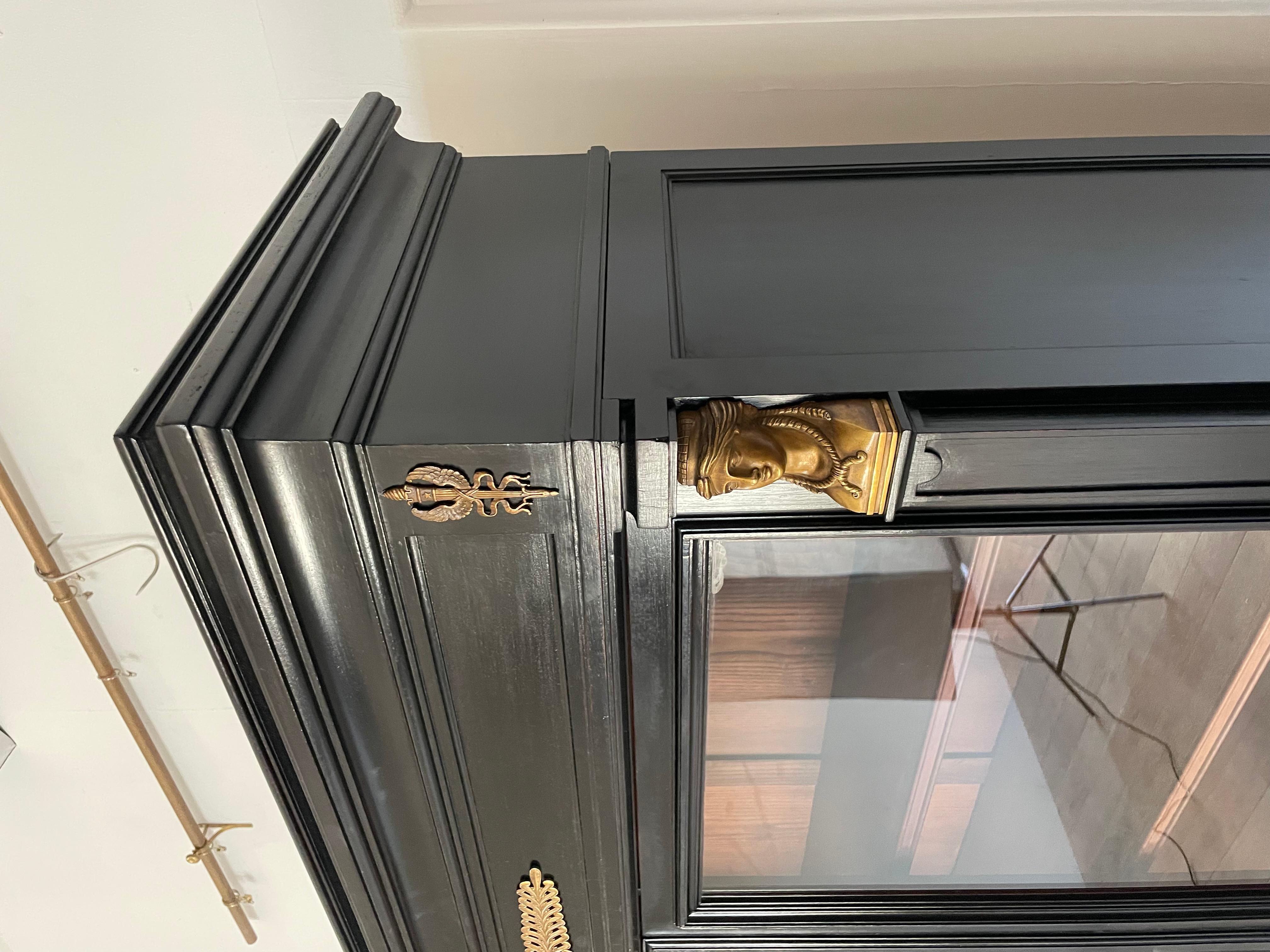 19th century ebonised empire style bookcase 1